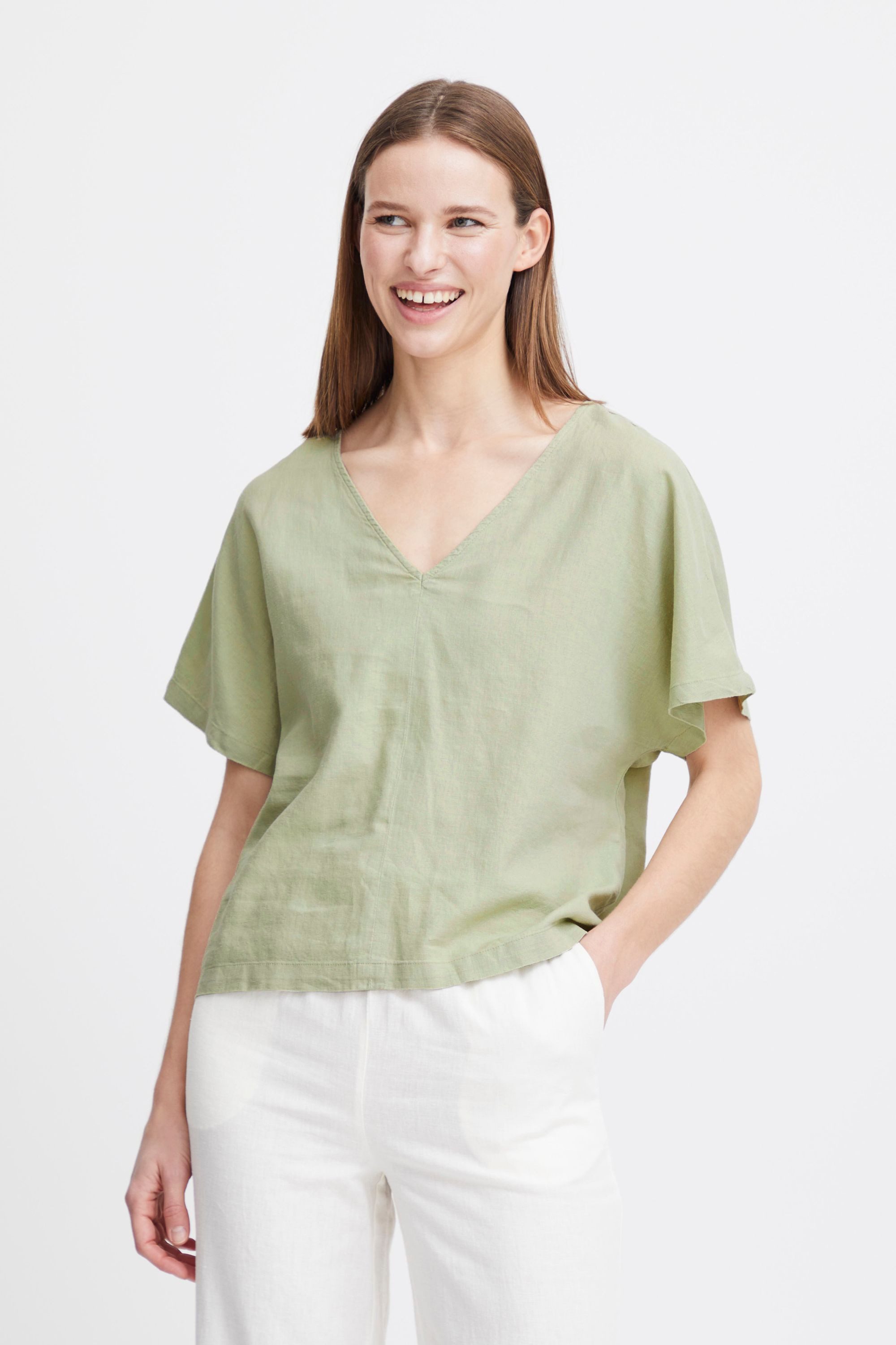 b.young Kurzarmbluse BYFALAKKA VNECK BLOUSE - LIGHT WOVEN