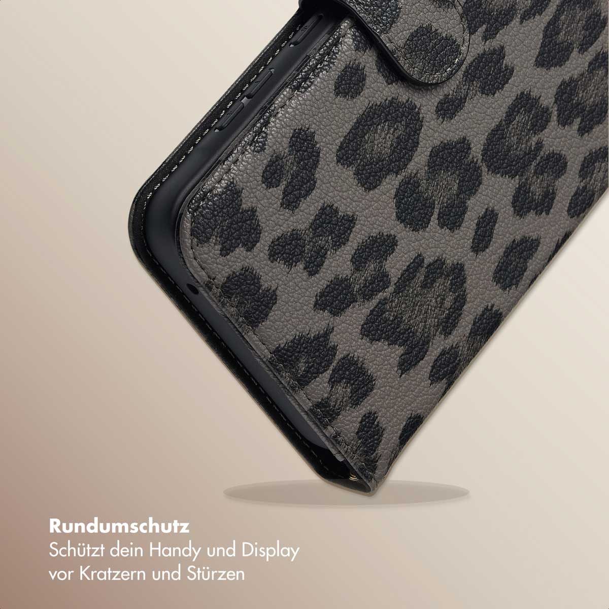 Selencia Smartphone-Mappe Selencia Sabi Klapphülle mit Leopardenmuster Samsung Galaxy A35 - Midn