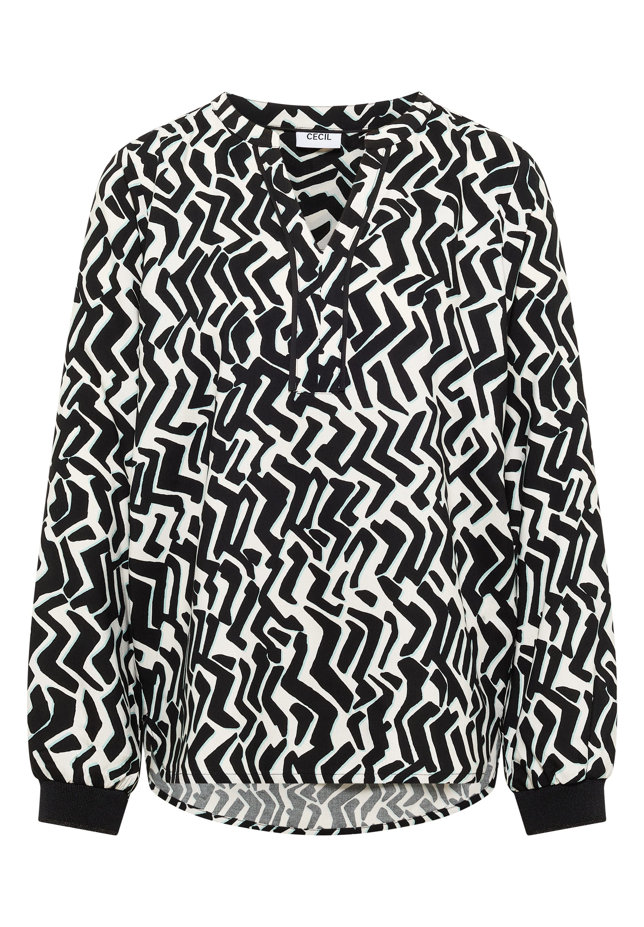 CECIL Druckbluse Print-Bluse mit Tape und grafischem Muster