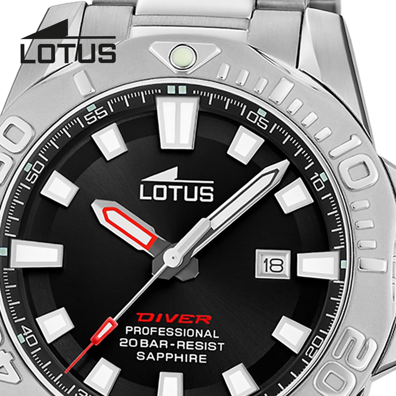 Lotus Quarzuhr Lotus Herrenuhr Edelstahl silber Lotus, (Chronograph), Herren Armbanduhr rund, groß (ca. 44,5mm), Edelstahl