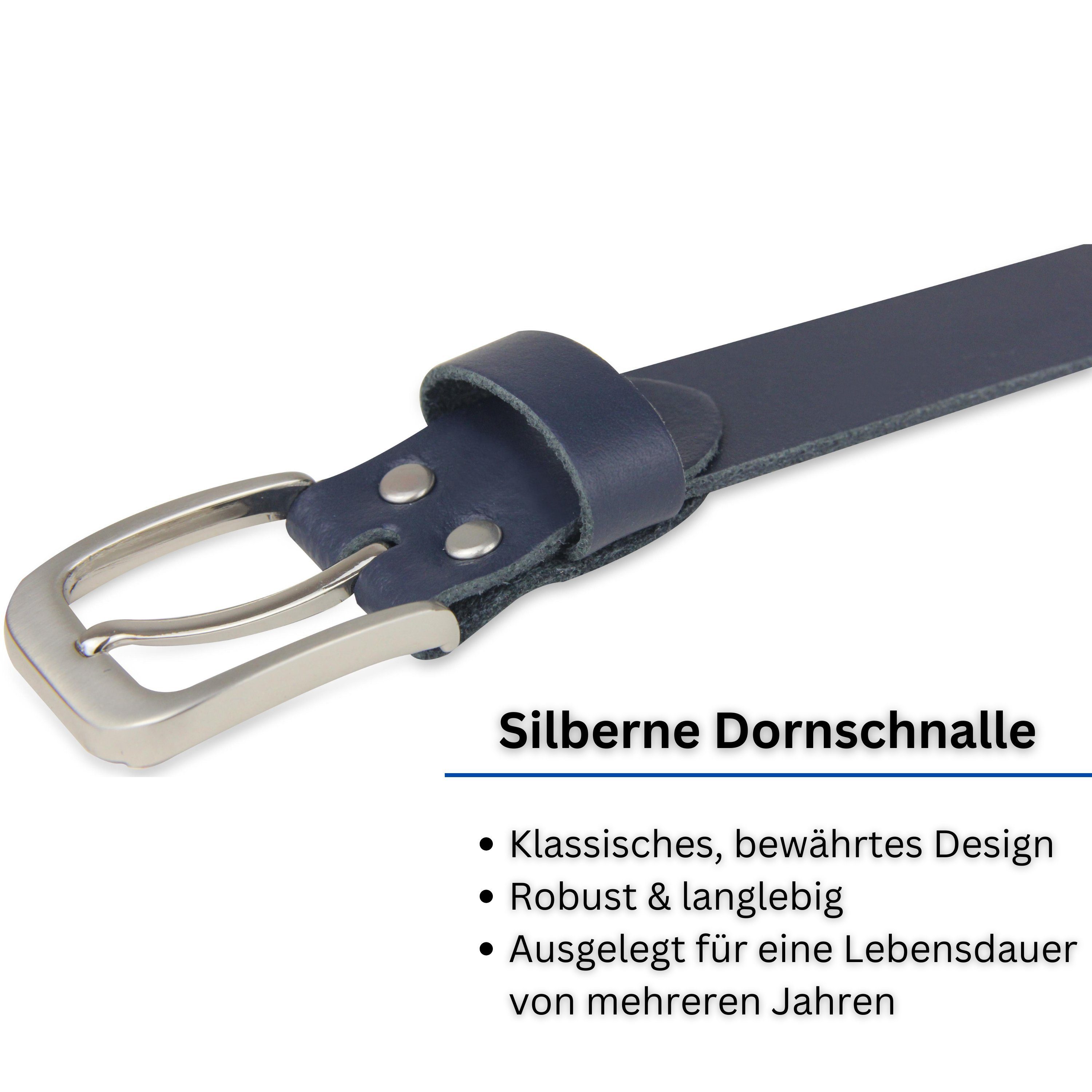 Frentree Ledergürtel aus 100% Echtleder, MADE IN GERMANY 3 cm breiter Gürtel aus Leder, kürzbar, Braun