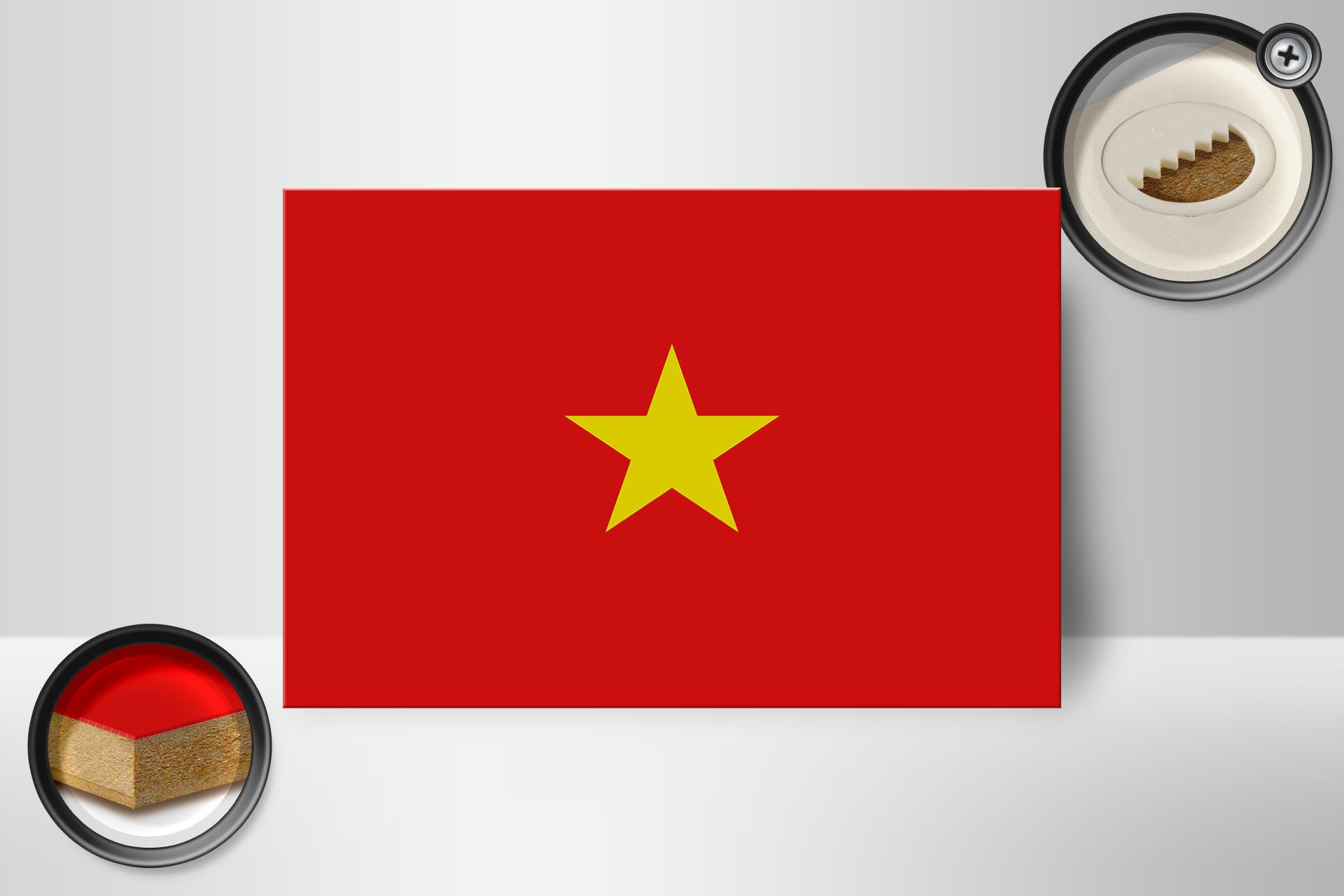 Femer GmbH Holzbild Flagge Vietnams 18x12 cm Flag of Vietnam, Flaggen (1 St), Glatte Holzfaserplatte (MDF), vorn beschichtet