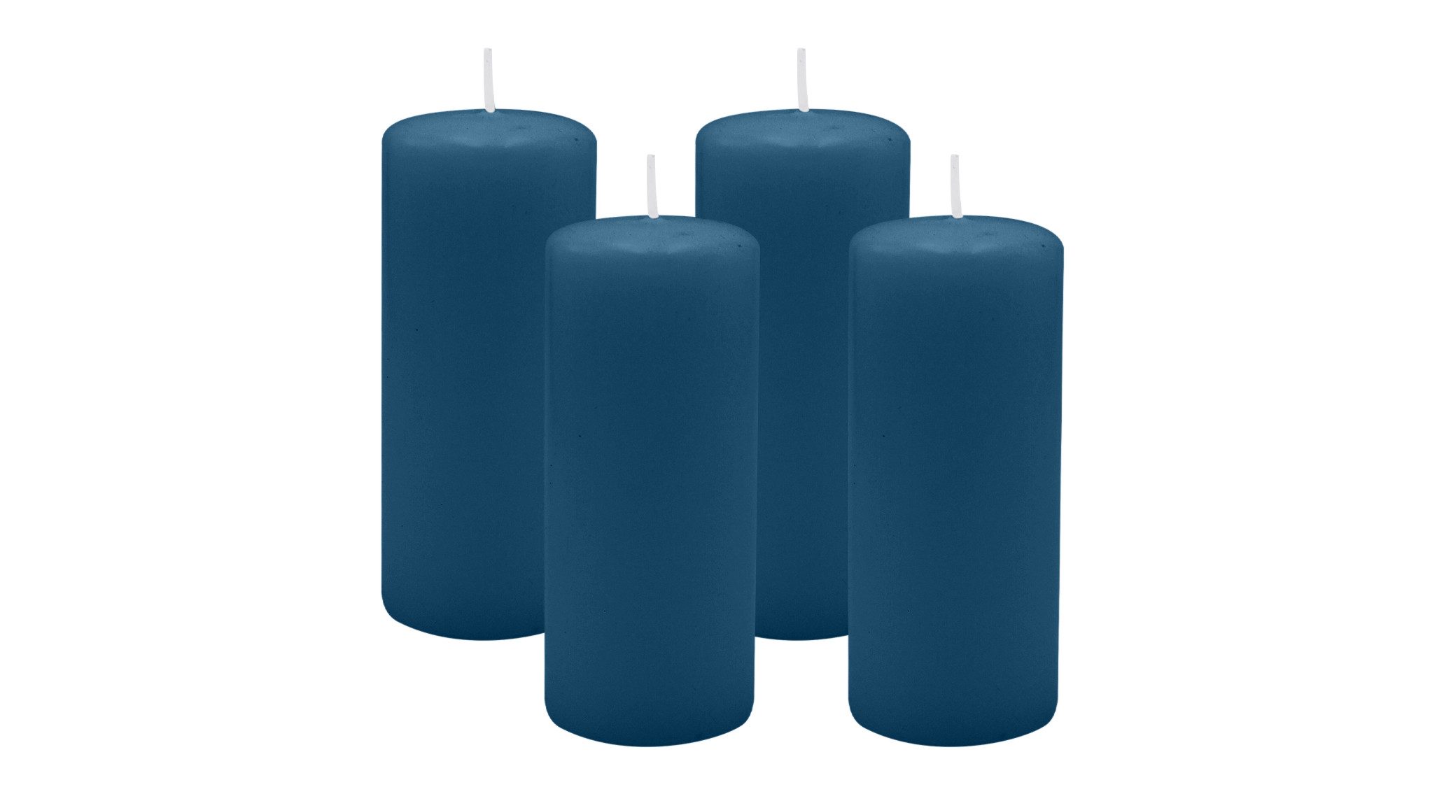 Kopschitz Kerzen Stumpenkerze 4er Set Stumpenkerzen/Adventskranzkerzen Petrol Blau Ø 50 x 120 mm