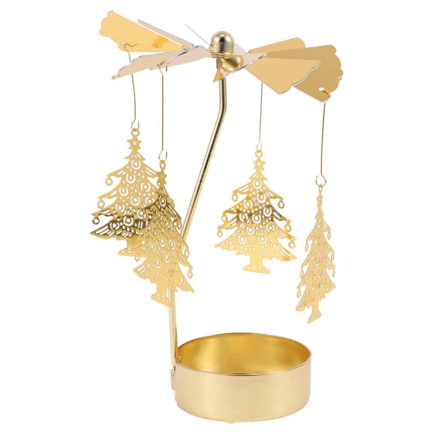 LuxusKollektion Teelichthalter Kerzenhalter Rotierend Metall Gold Weihnachten (1 St)