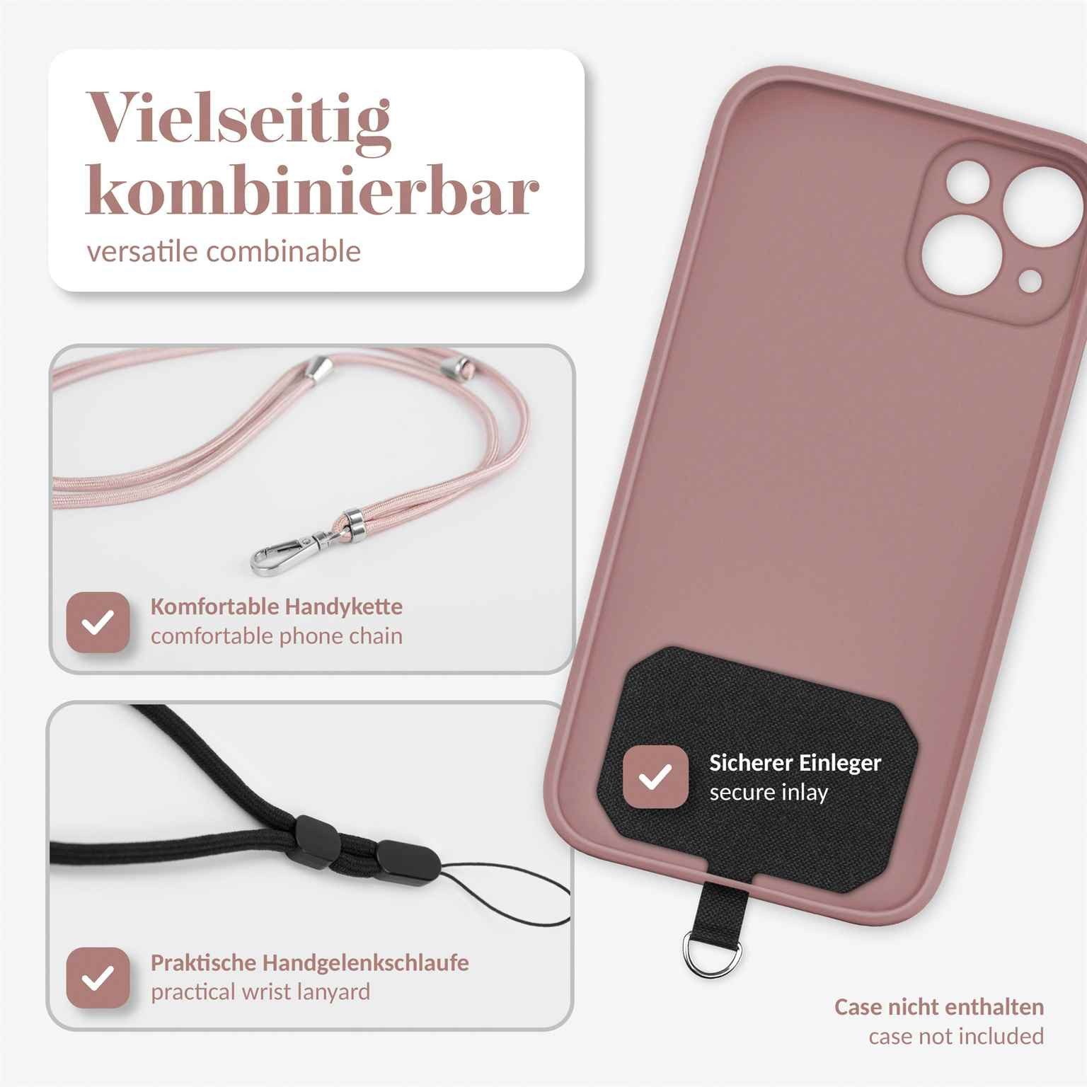 moex Handykette für iPhone 12 Pro Max Handyband ohne Hülle Unleash Rosa 6,7 Zoll, Umhängeband mit Karabiner Handy Kette zum Umhängen Band abnehmbar
