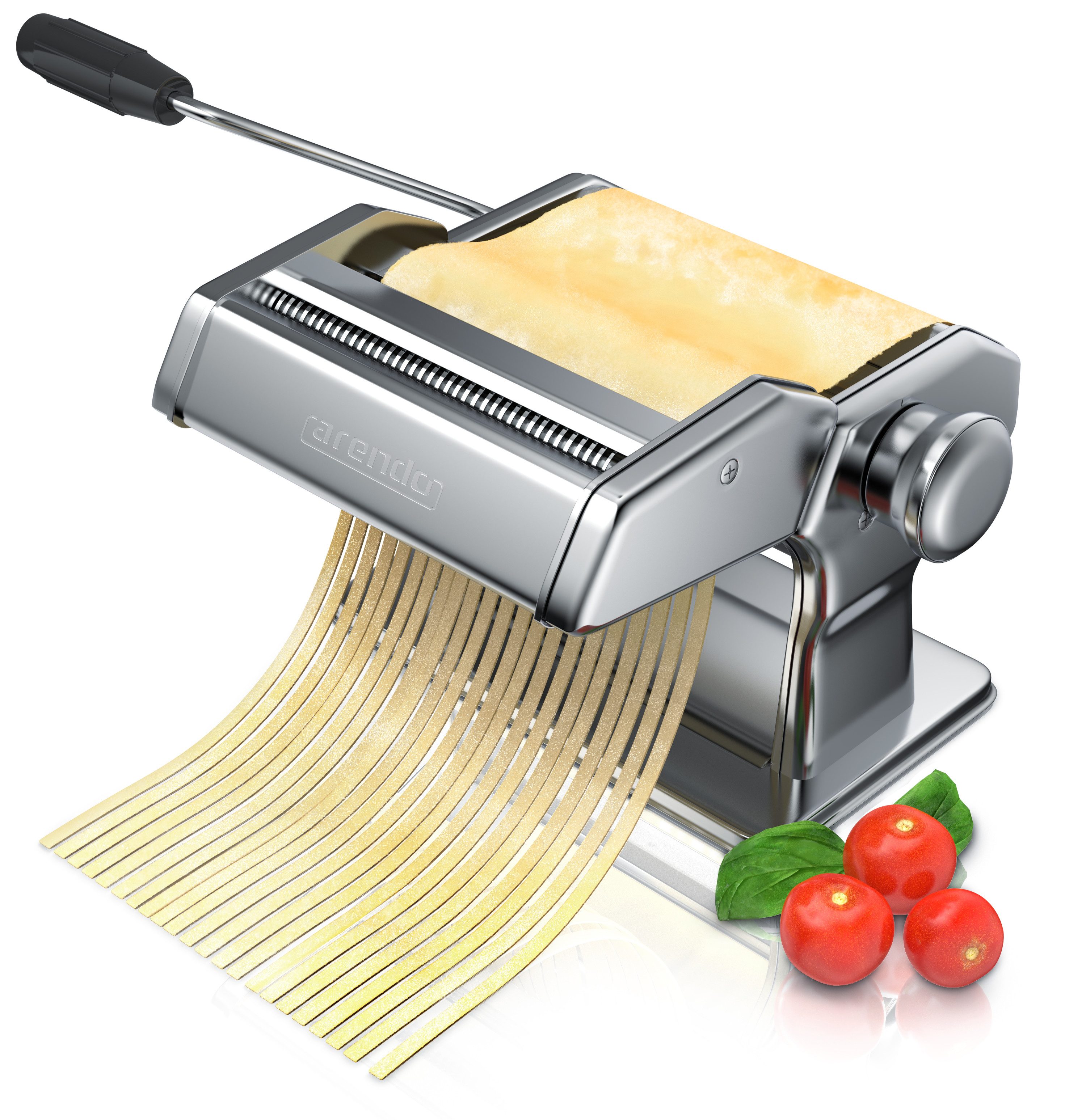 Arendo Nudelmaschine Manueller Pasta Maker, Edelstahl, Nudelpresse, 7 einstellbare Stärken, Duplexvorsatz für Spaghetti, Tagliatelle, …