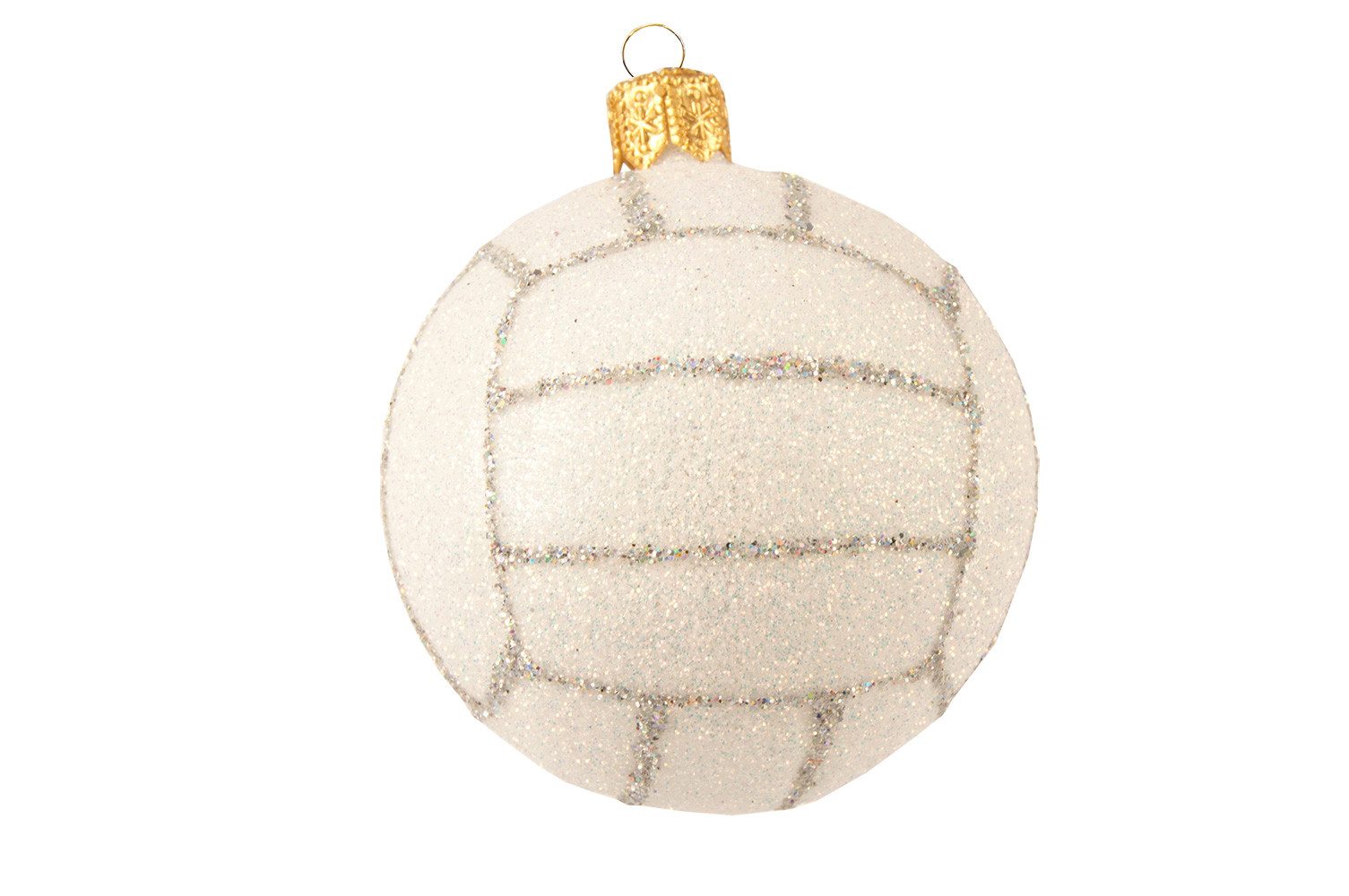 IMPULS Christbaumschmuck, Christbaumschmuck Glas Volleyball 5cm weiß