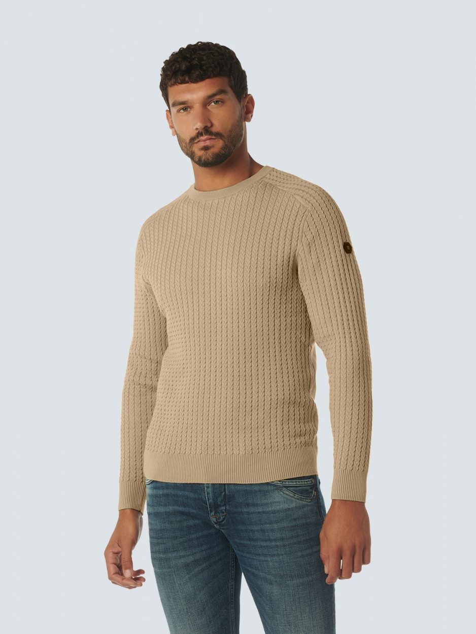 Strickpullover Pullover Crewneck Solid Jacquard Rib STONE