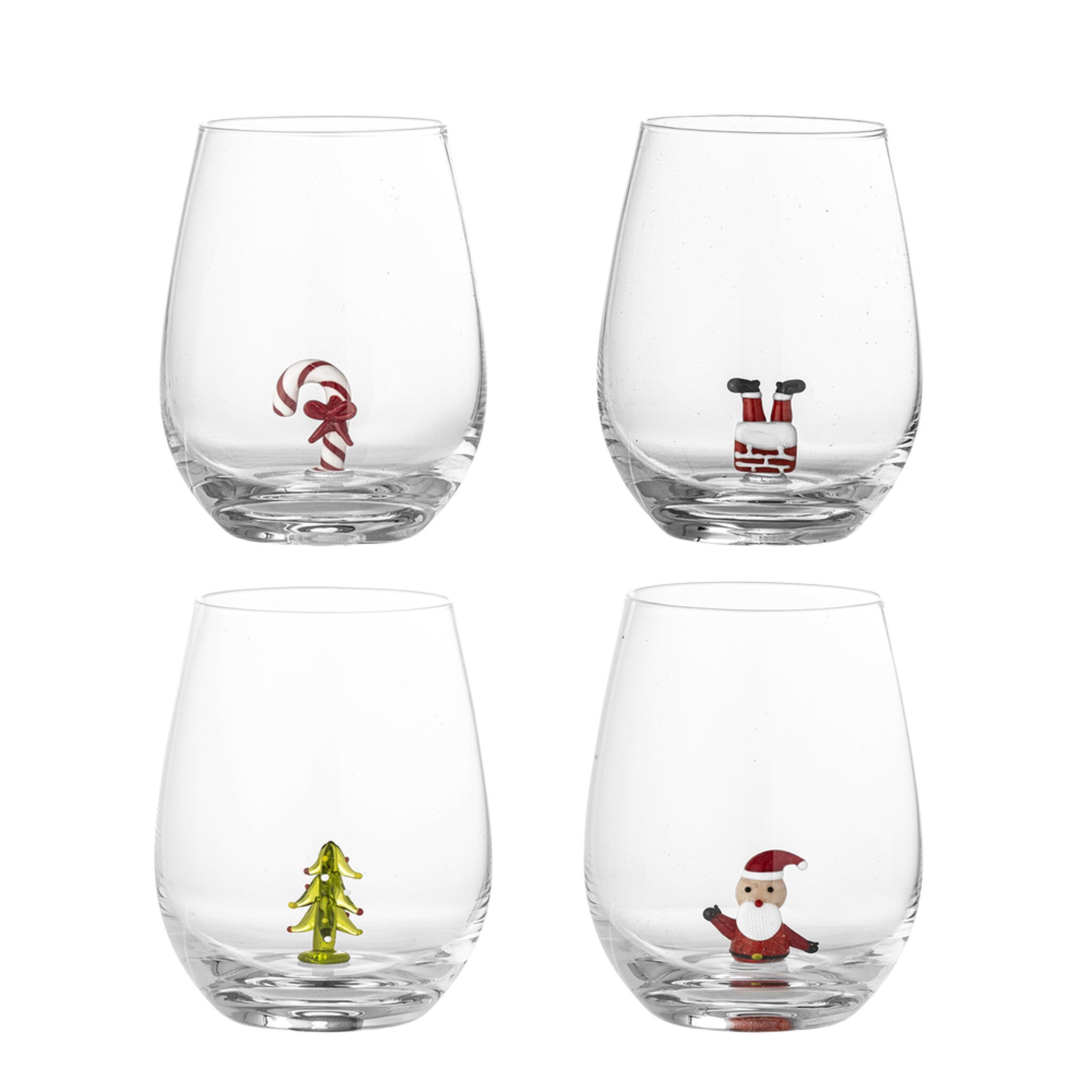 Bloomingville Glas Misa Trink Weihnachtlich 4er Set, 100% Glas