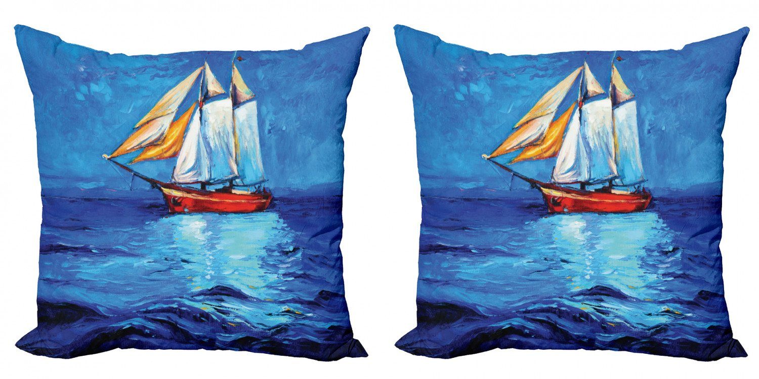 Ölfarbe Abakuhaus Doppelseitiger Digitaldruck, Sailship Accent Stil (2 Schiff Stück), Kissenbezüge Modern