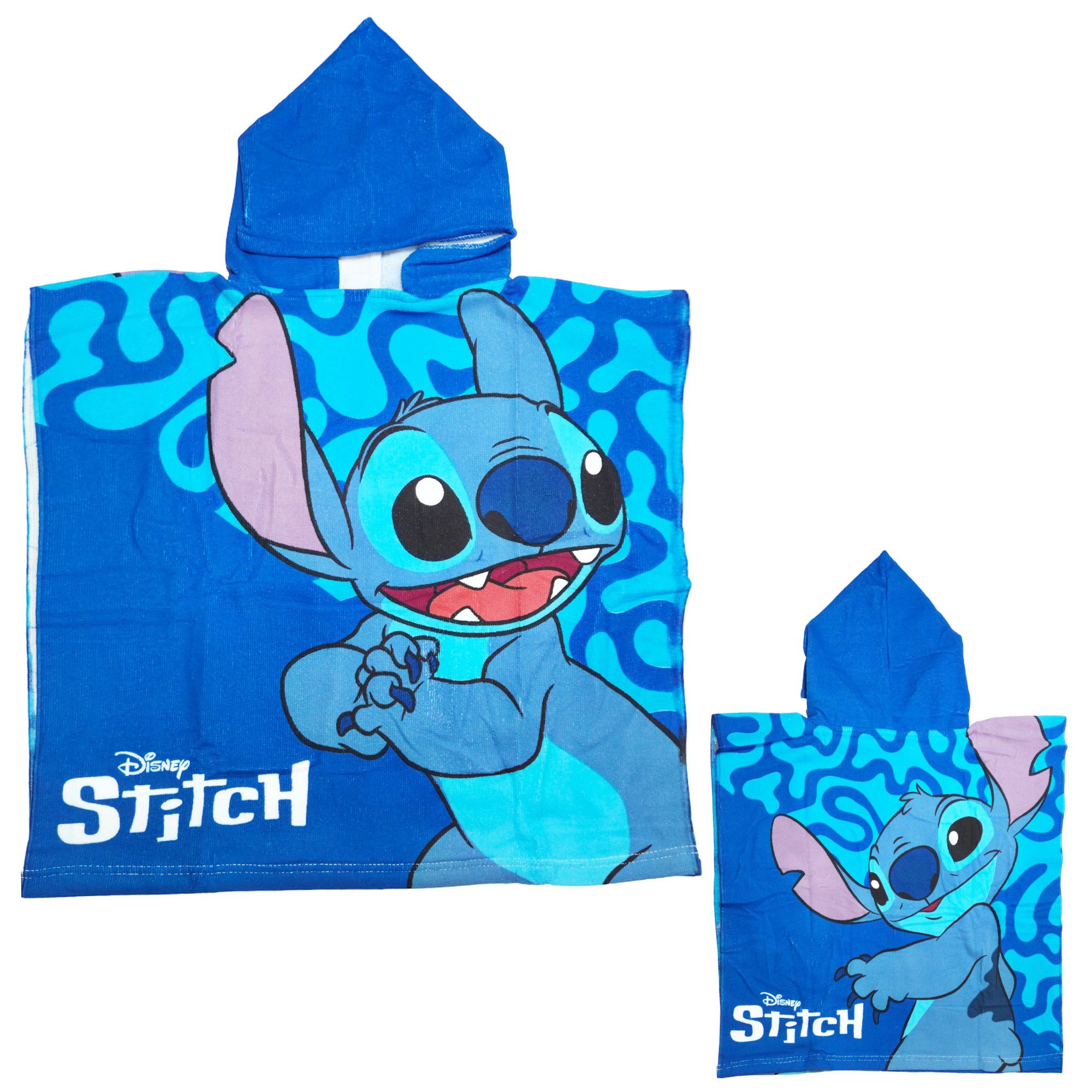 Disney Badeponcho Disney Lilo & Stitch Kinder Badeponcho – Kapuzenhandtuch 55x110 cm, Polyester, Kapuze, 55x110 cm