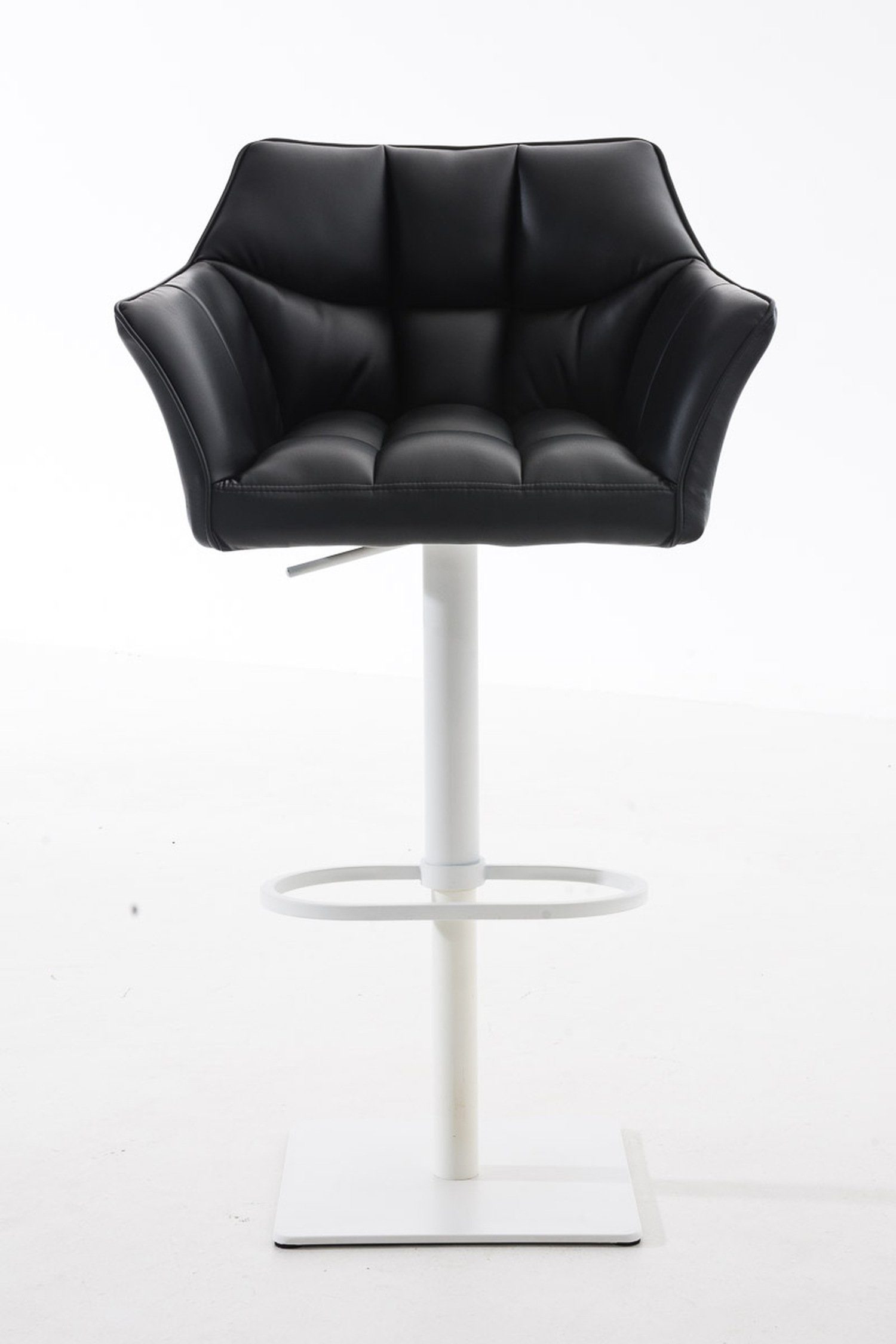 und für & Küche), Theke Schwarz - drehbar Metall Fußstütze - Rückenlehne Hocker Damaso weiß - Sitzfläche: Barhocker (mit 360° Kunstleder TPFLiving