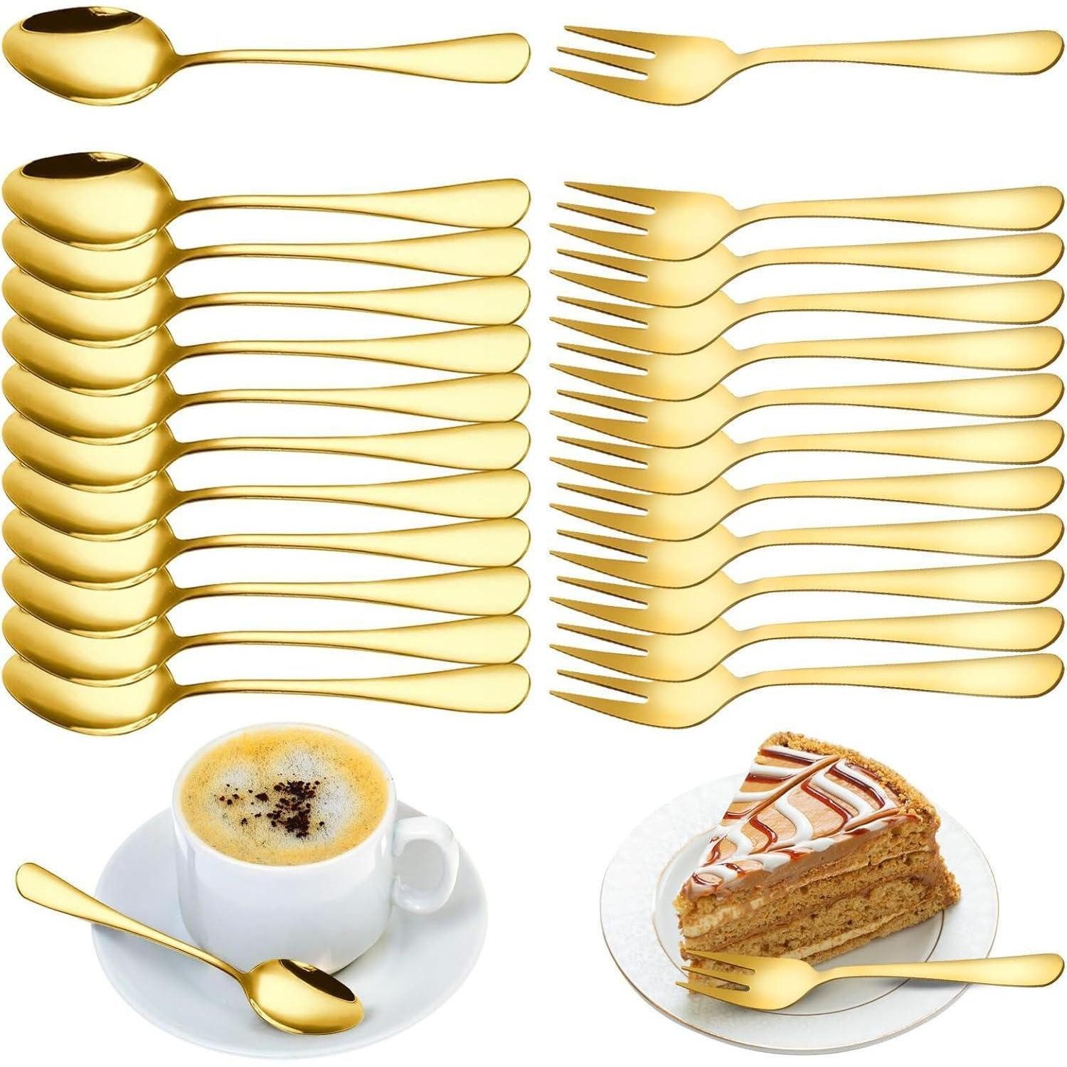 LuxusKollektion Kaffeelöffel Kaffeebesteck Kuchengabeln Kaffeelöffel Gold 24 Edelstahl G