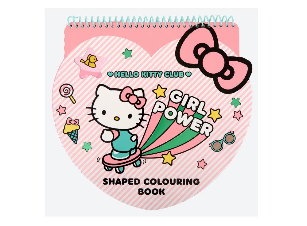 SANRIO Malblock Hello Kitty Malbuch Bastelbuch 28x28 cm mit Stickern Schablone Poster, Überraschungsdesign mit 40 Ausmalseiten Stickern Schablone Poster 28cm