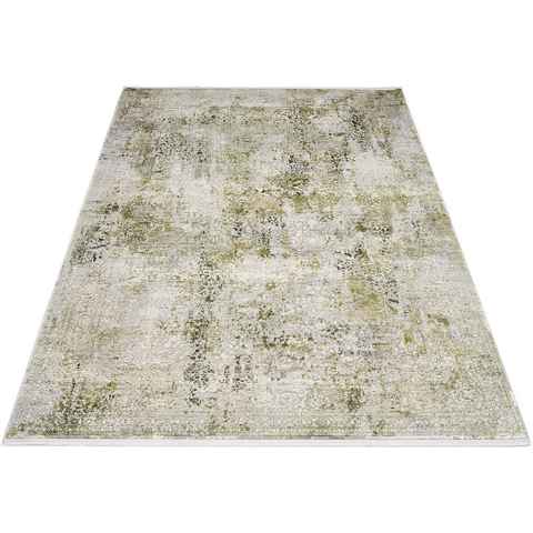 Teppich BESTSELLER CAVA, OCI DIE TEPPICHMARKE, rechteckig, Höhe: 8 mm, Glanz Viskose, mit Fransen, Hoch Tief Struktur, Vintage, Wohnzimmer