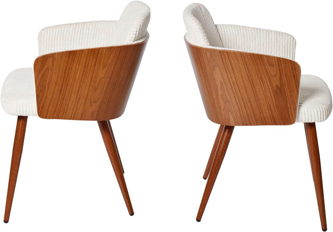 Jahnke Schalenstuhl CHIC SIT DUO (Set, 2 St), edles Design,Massivholz-Rückenteil,Armlehnen,Metallgestell in Holzlook