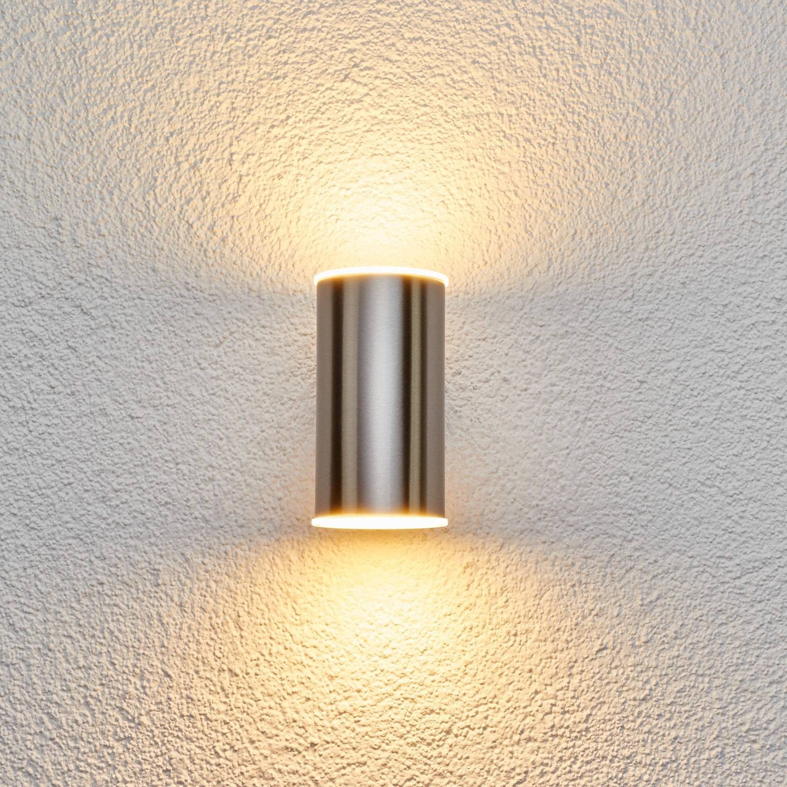 Modern, warmweiß, Außen-Wandleuchte 2 LED-Leuchtmittel Morena, inkl. verbaut, LED flammig, Lindby edelstahl, fest Edelstahl, Kunststoff,