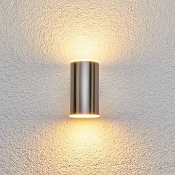 Lindby LED Außen-Wandleuchte Morena, LED-Leuchtmittel fest verbaut, warmweiß, Modern, Edelstahl, Kunststoff, edelstahl, 2 flammig, inkl.