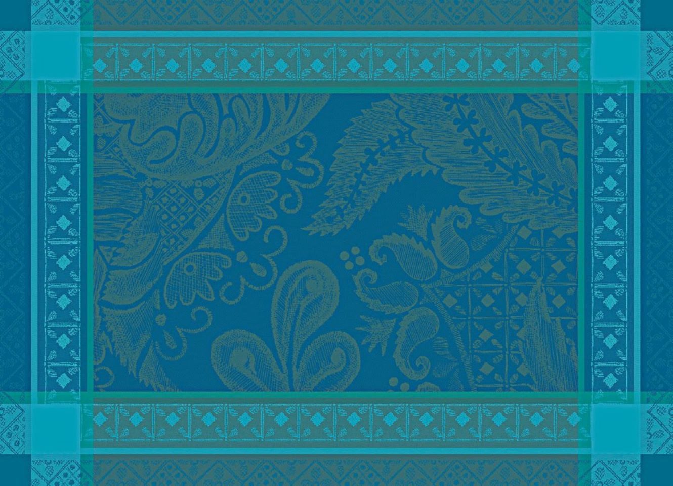 Garnier Thiebaut Platzset Tischsets (2x Set) Isaphire Emeraude 39x54 cm, (Set, 2-St), fleckabweisend