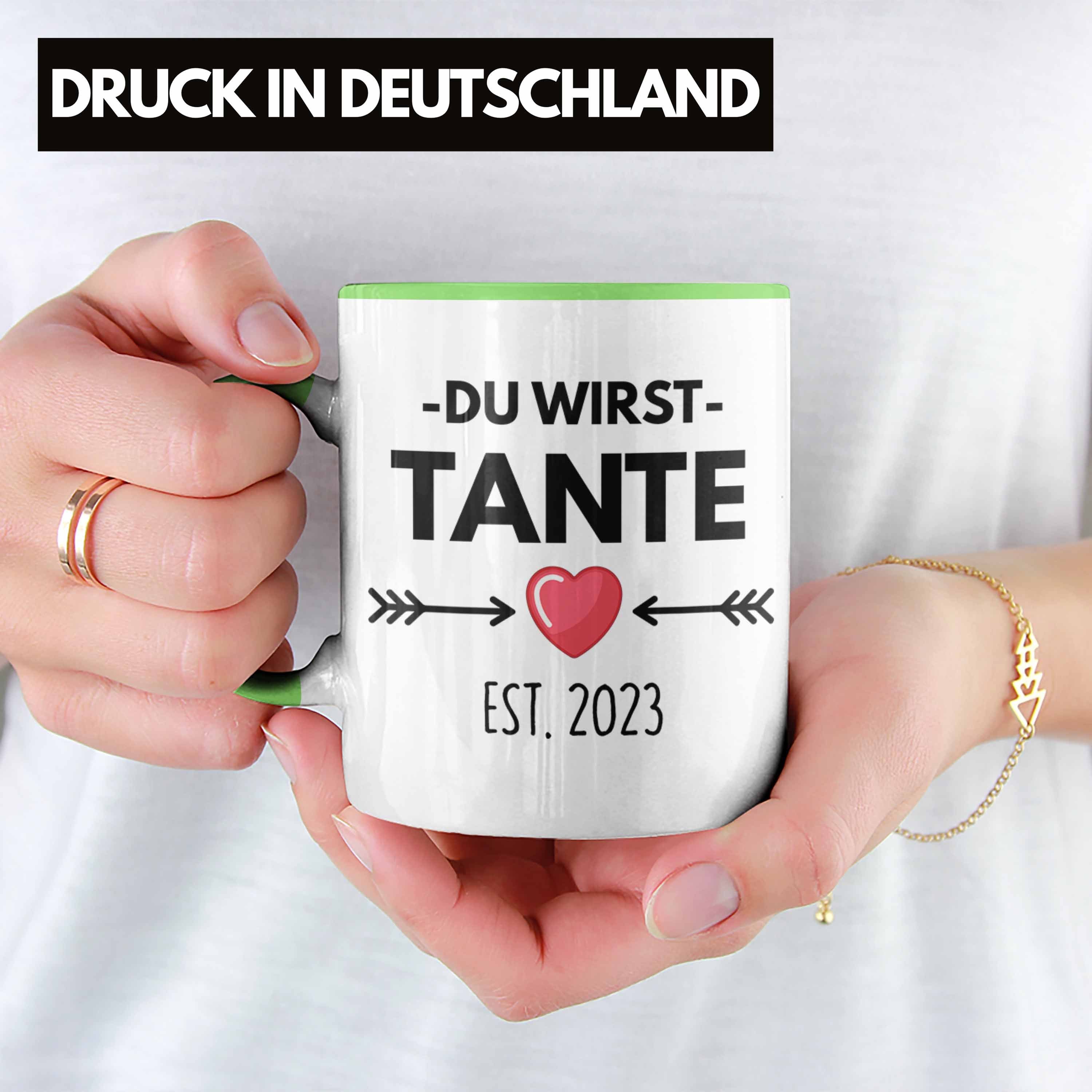 Trendation Tasse 2023 Tante Geschenk Tante - Trendation Schwangerschaft Grün Wirst Du