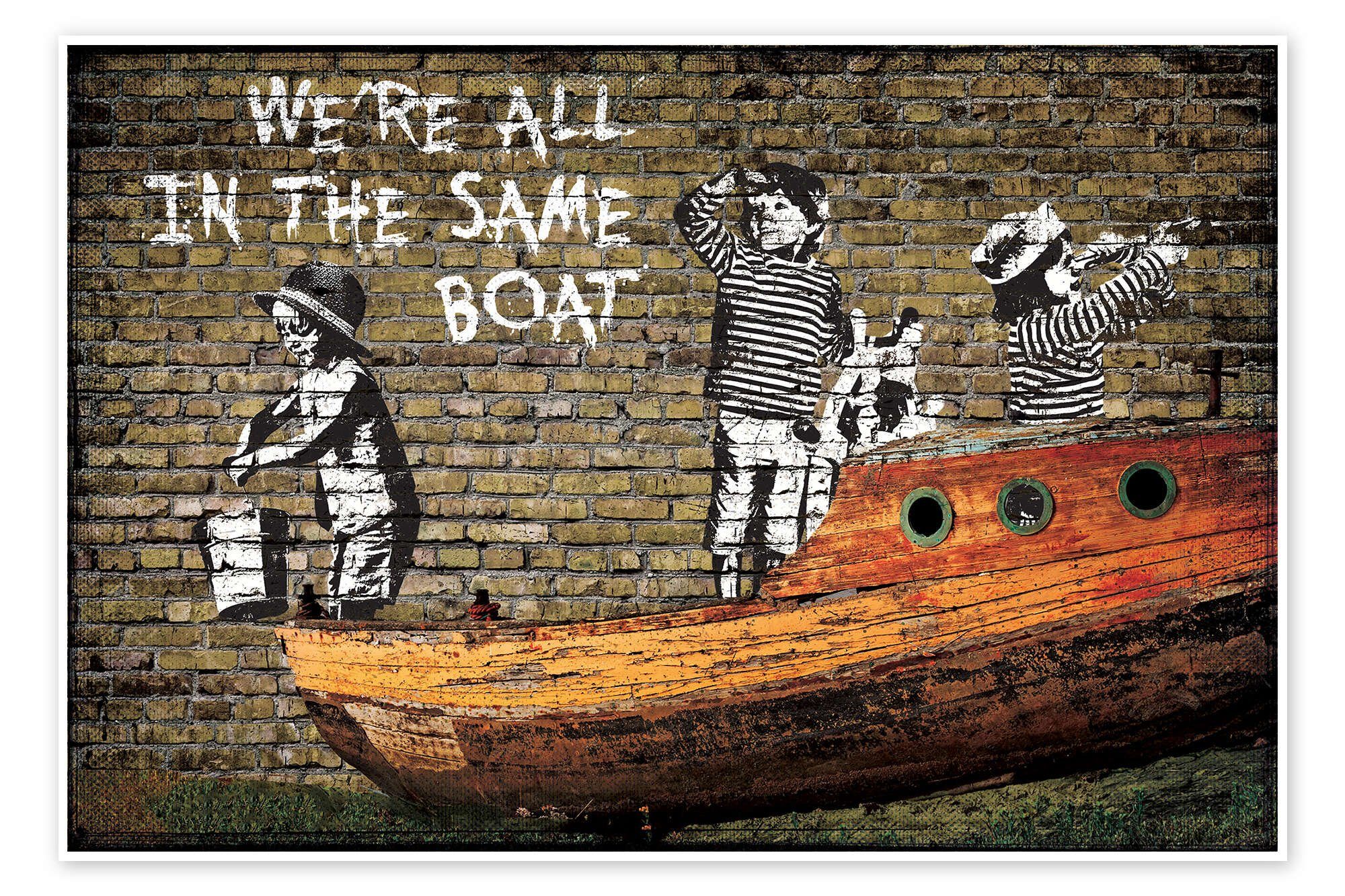 Posterlounge Wandbild, Banksy - We're all in the Same Boat