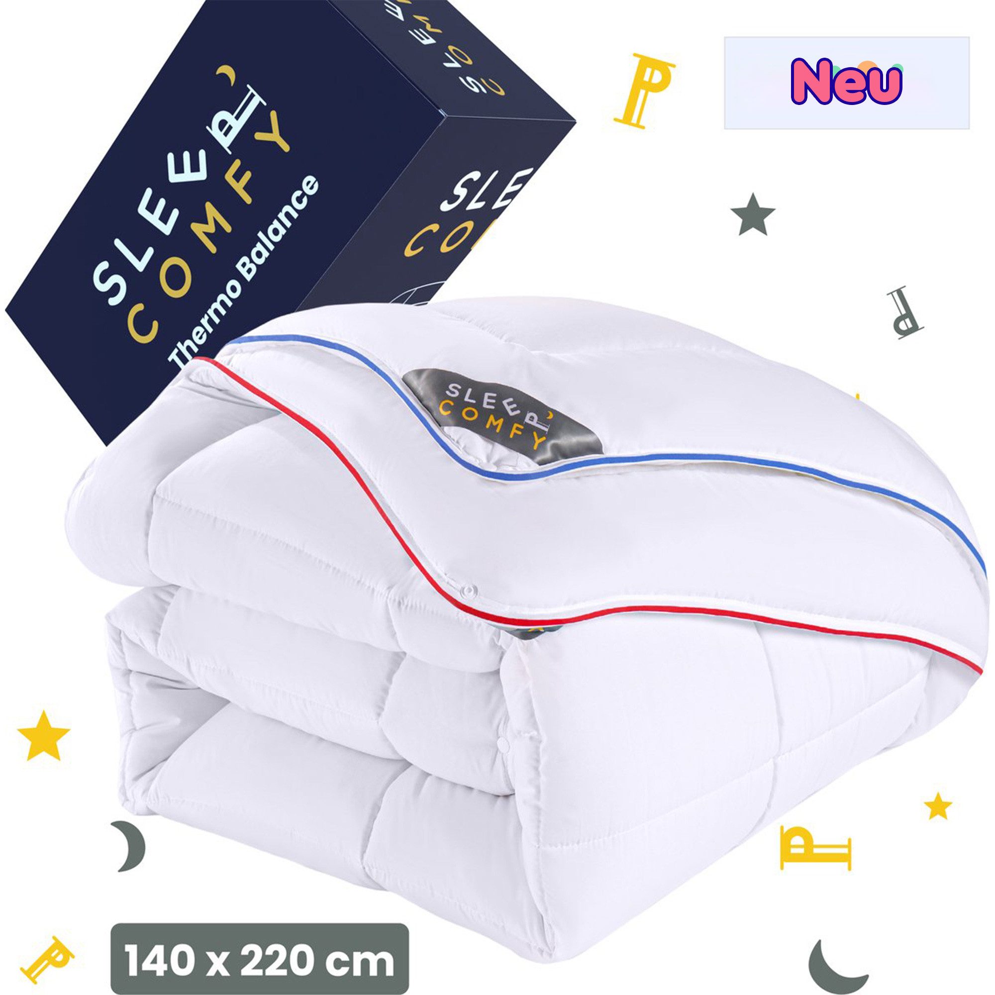 Nordic Schiller 4-Jahreszeitenbett Sleep Comfy Thermo Balance-Serie, Bezug: 100 % Mikrofaser, OEKO Green zertifiziert, 3in1 Anti-Allergie Bettdecke mit zwei Teilen