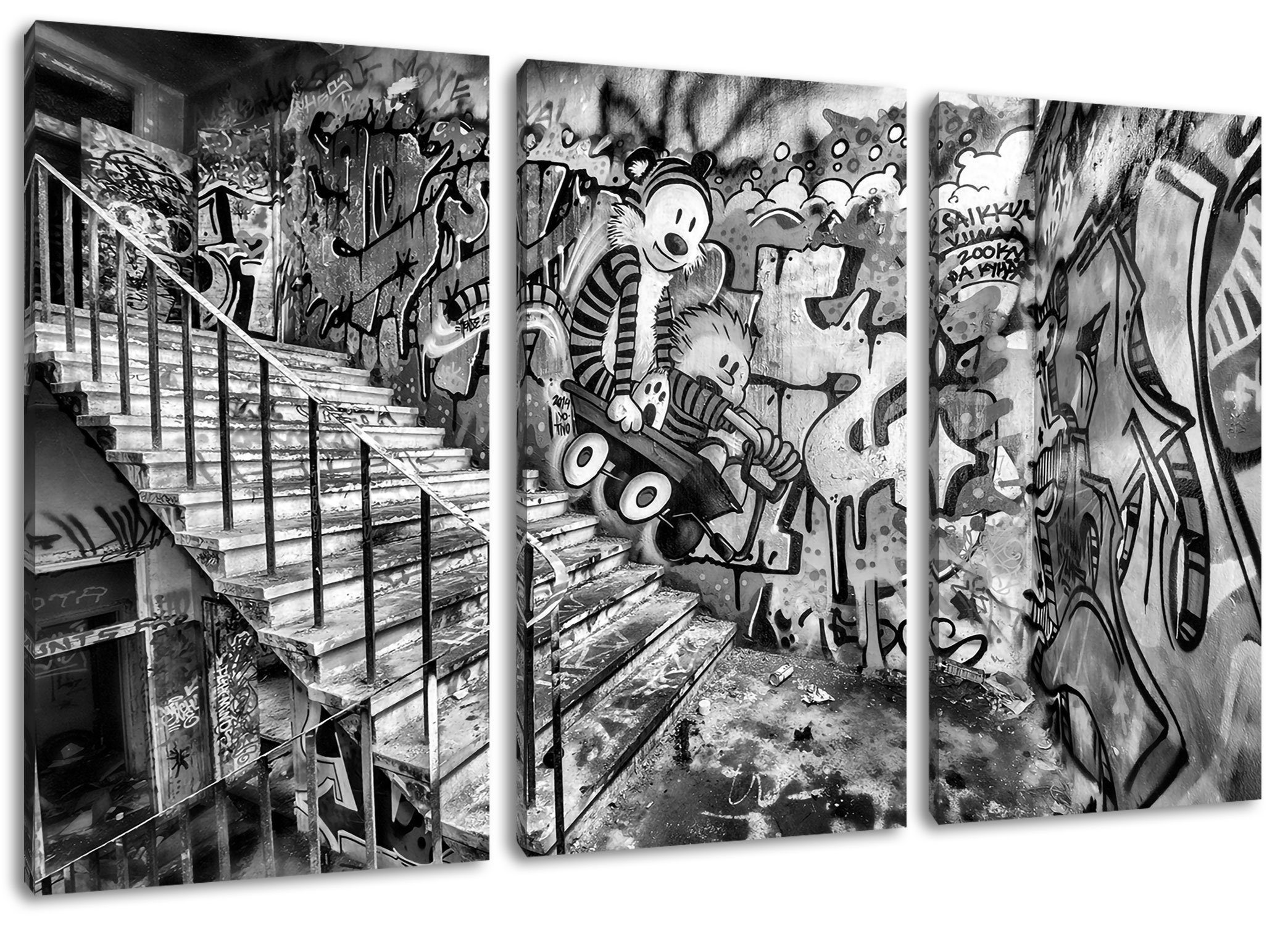 Pixxprint Leinwandbild Coloured Streetart, Graffiti, Coloured Streetart, Graffiti 3Teiler (120x80cm) (1 St), Leinwandbild fertig bespannt, inkl. Zackenaufhänger