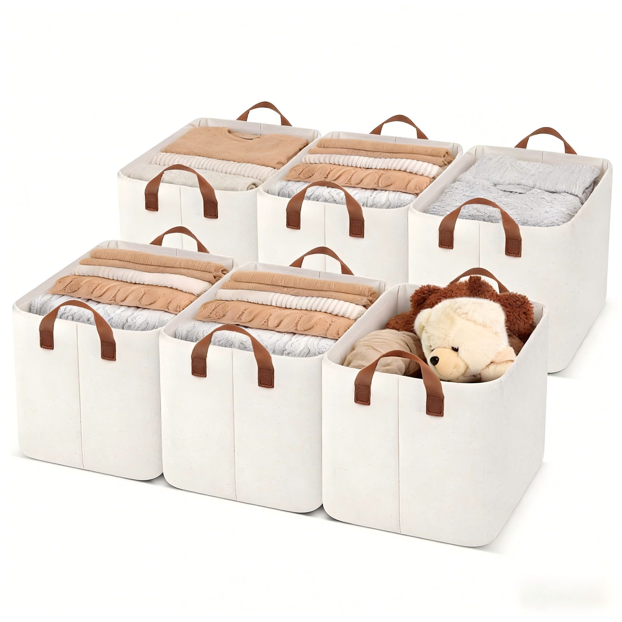 BlingBin Aufbewahrungskorb 3-Pack 26L, Schrank Organizer, Korb für Badezimmer Regal (6 Stück, 6 St., 42,9 x 29 x 25,4 cm), Organizer für Organisation, Regal, Kleidung, Zuhause, Büro