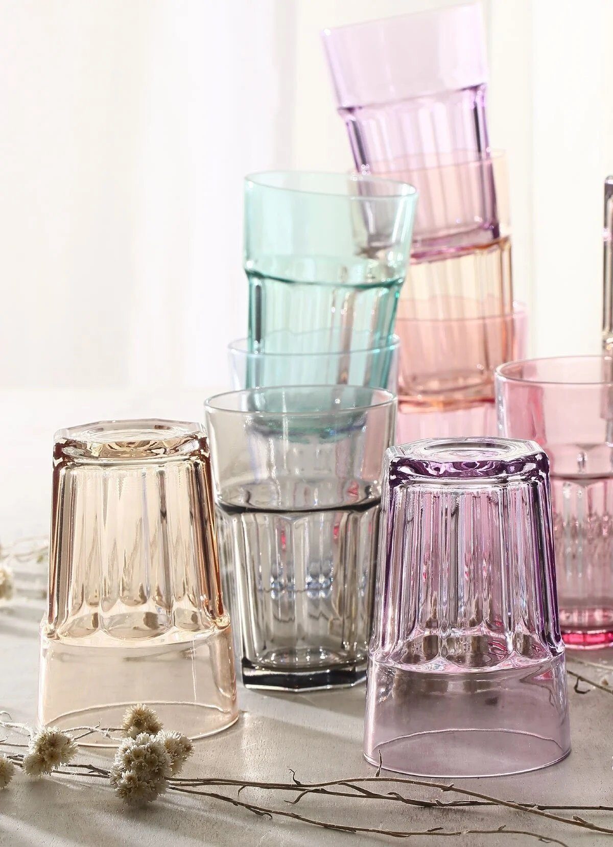 LAV Gläser-Set 6er Set bunte Trinkgläser / Wassergläser / Cocktailgläser - 350ml, 6-tlg.