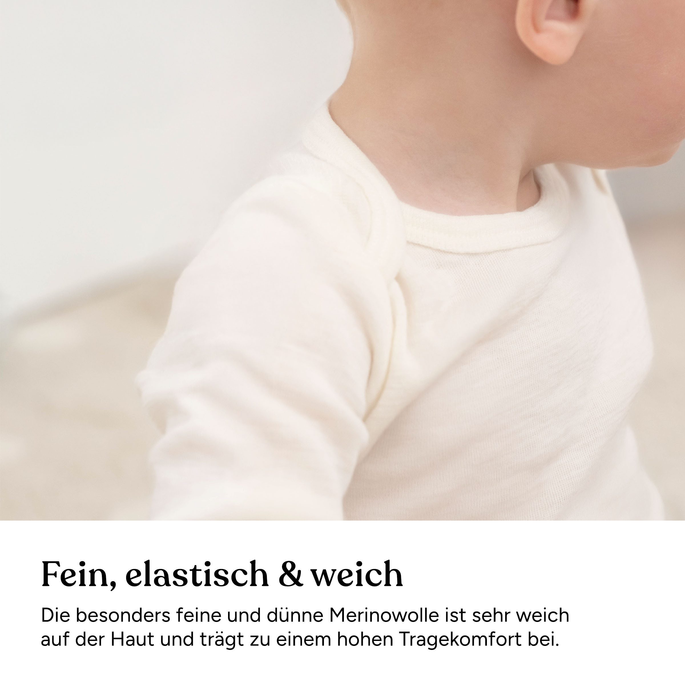 Ehrenkind Langarmwickelbody aus Merinowolle in Schlupfform (Ganzjährig tragbar, temperaturregulierend, weich, pflegeleicht, atmungsaktiv) Nickelfreie Druckknöpfe, Mulesingfrei