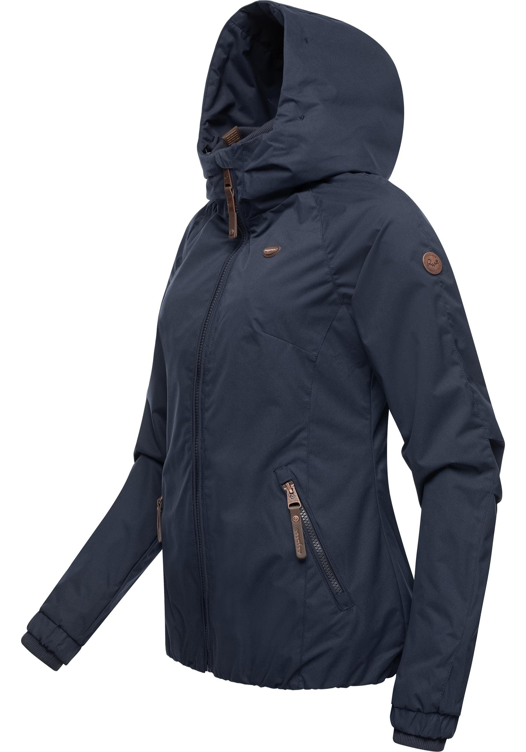 Dizzie Outdoorjacke Übergangsjacke stylische mit Ragwear midnight großer Kapuze