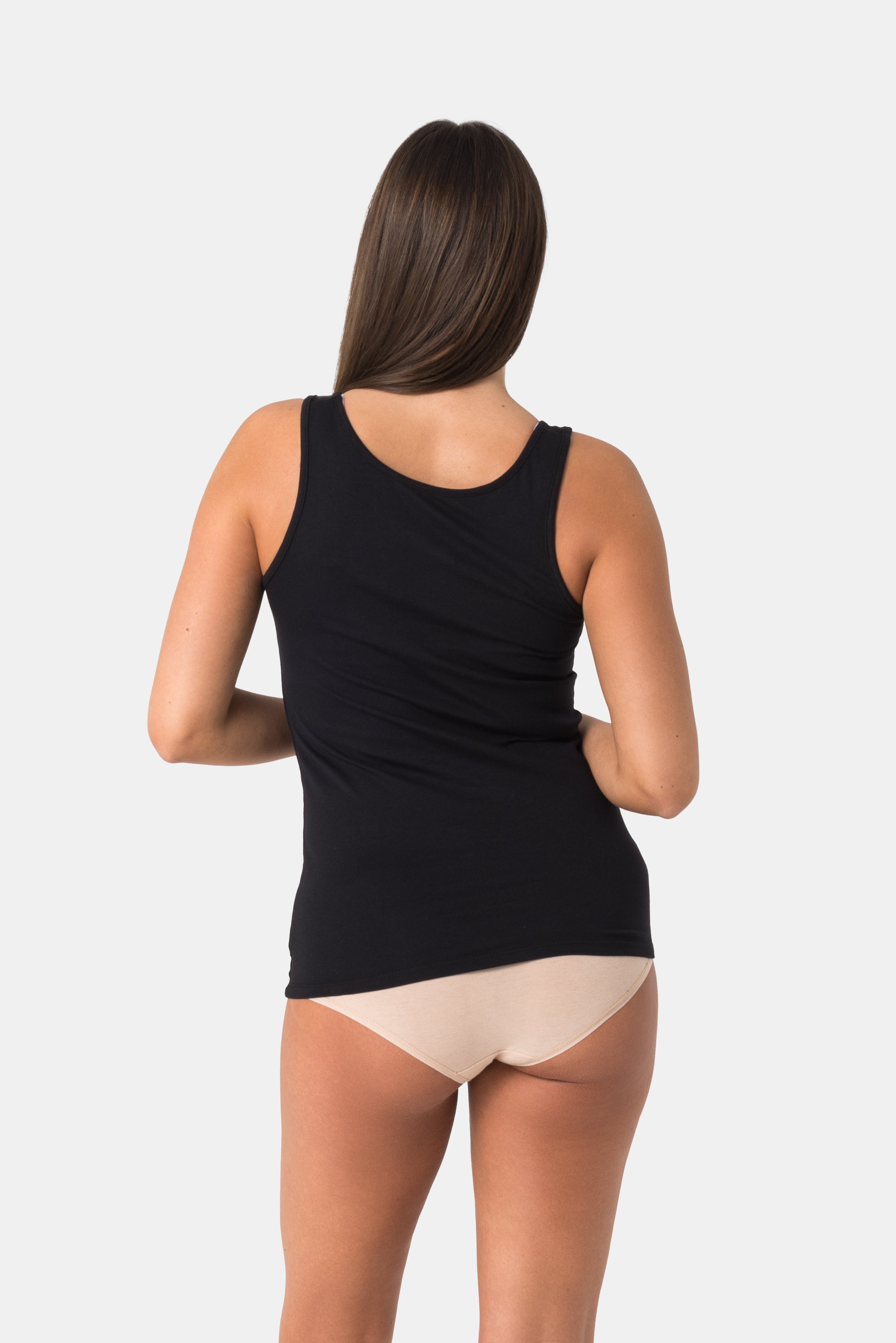Elsie Unterhemd Tank Top - Tanktop aus 95% Baumwolle mit Stretch in Weiss und Schwarz (Packung, 3-St., 3er-Pack) Basic Top für Frauen extra lang Tops – Bild 4 von 4