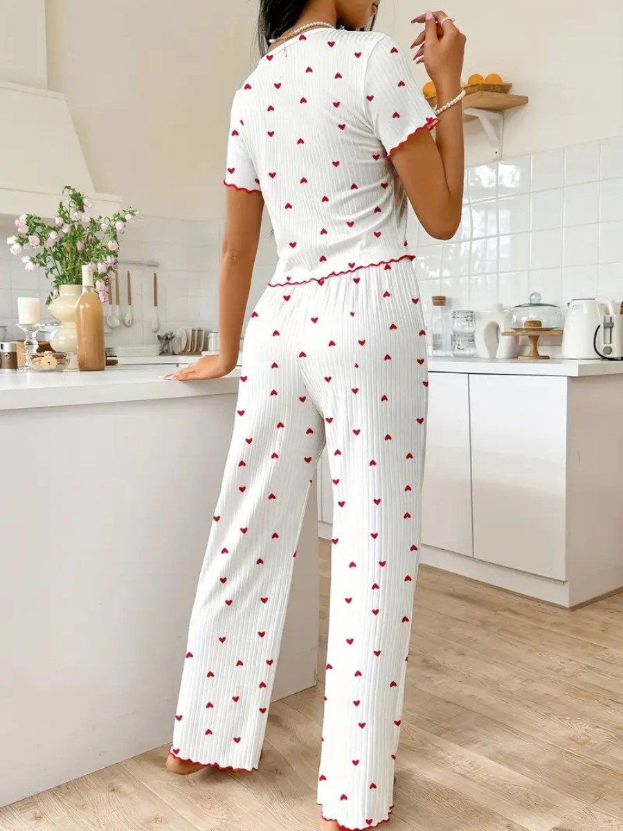 Elegant Love Pyjama Gemütlicher Damen-Schlafanzug mit Blumenmuster – Lounge günstig online kaufen