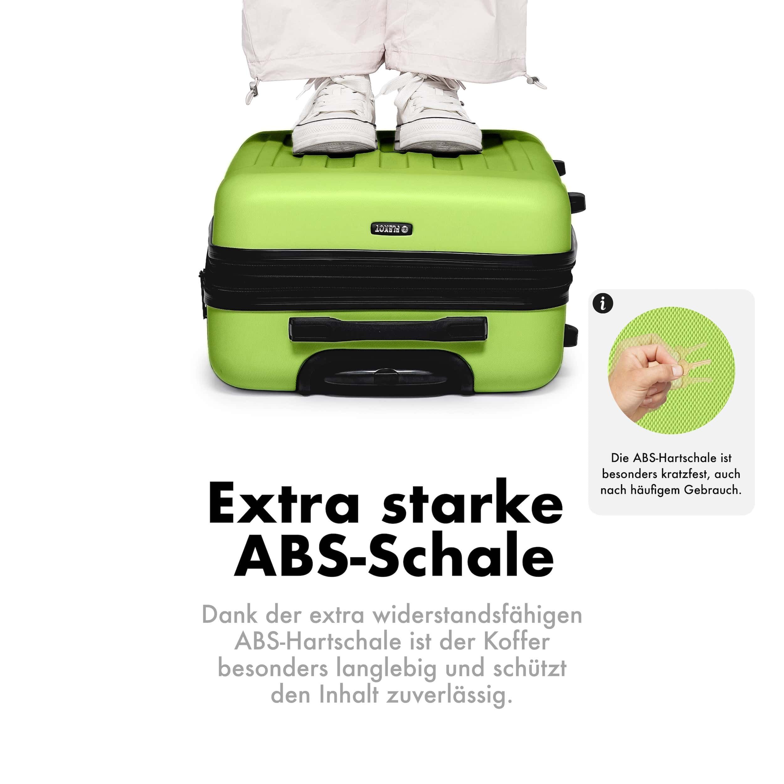 Flexot Hartschalen-Trolley F-3045 (Gr. M, L, XL) – Kofferset – ABS-Hartschale, 4 Rollen, Robuster und moderner Koffer mit vier 360° Rollen und Zahlenschloss – Bild 4 von 5