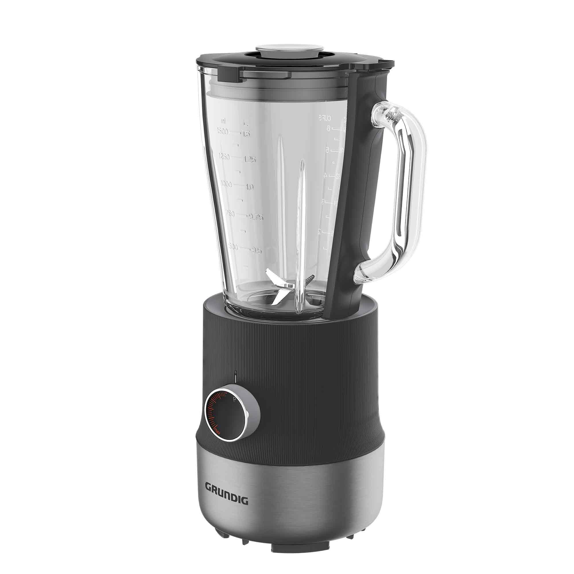 Grundig Standmixer SM 6430, 800 W, 1,5 L, 4 Edelstahlklingen, Pulsfunktion, Messskala, Glasbehälter