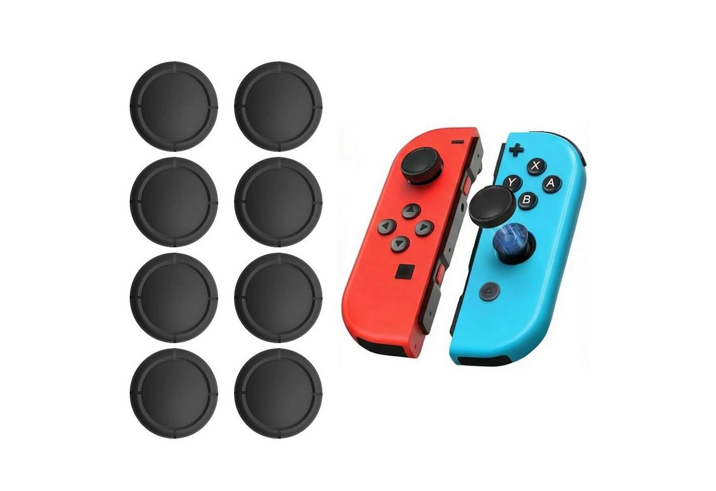 Wigento Handyhülle 8x Rutschfeste Daumen Kappen für Nintendo Switch / Lite / OLED Zubehör, Kompakt, Leicht, Flexibel, Passgenau, Rutschhemmend, Griffig