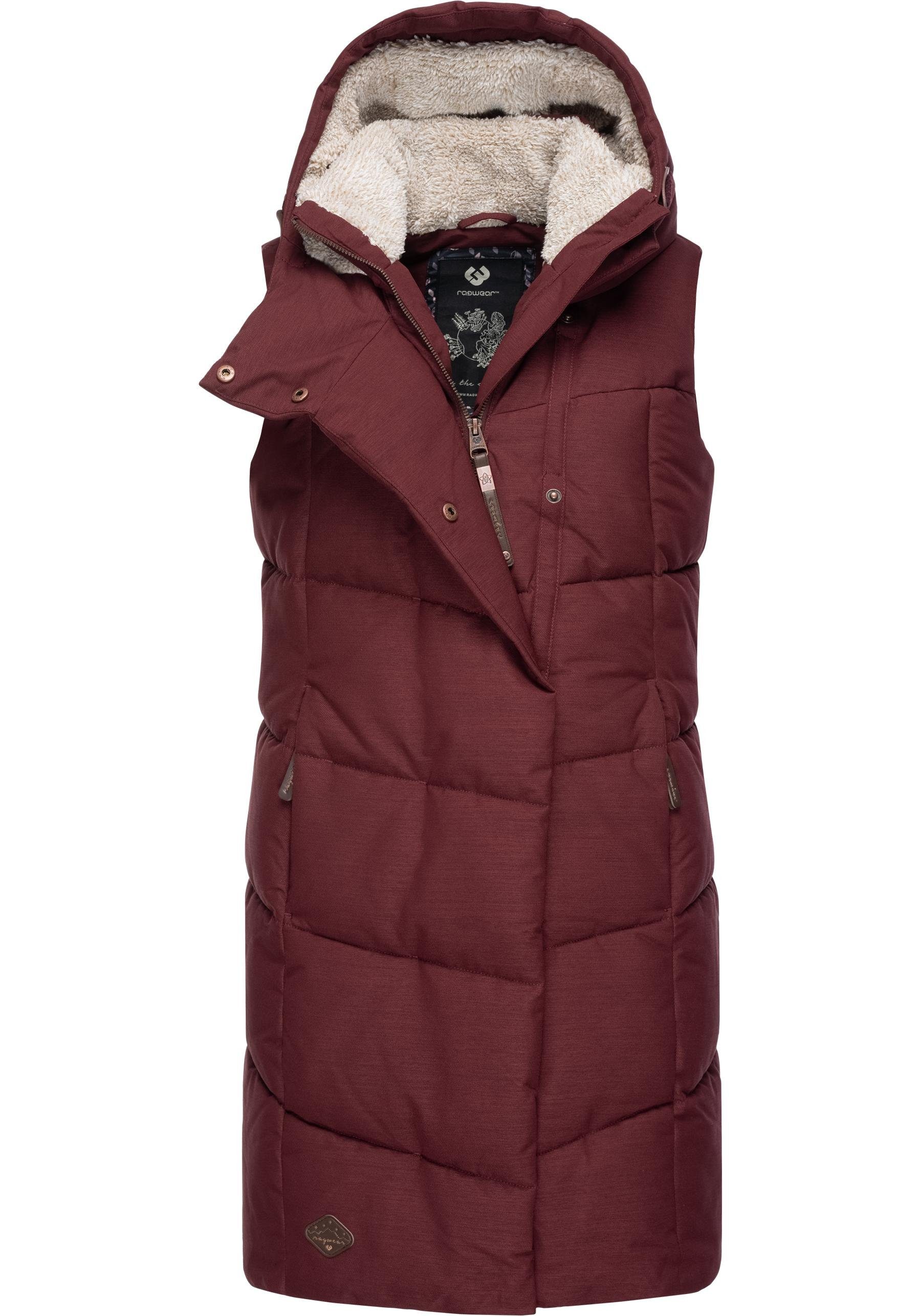 Ragwear Steppweste Pavla Vest stylische Winterweste mit Teddyfutter und Kap günstig online kaufen