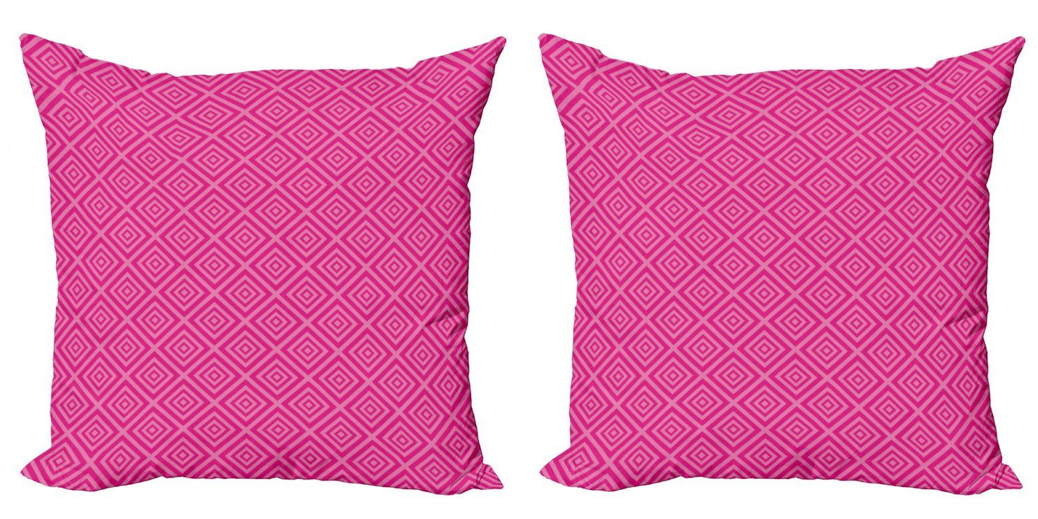 Doppelseitiger Hot Abakuhaus (2 Modern Pink Klassische Kissenbezüge Squares Tile Stück), Digitaldruck, Accent