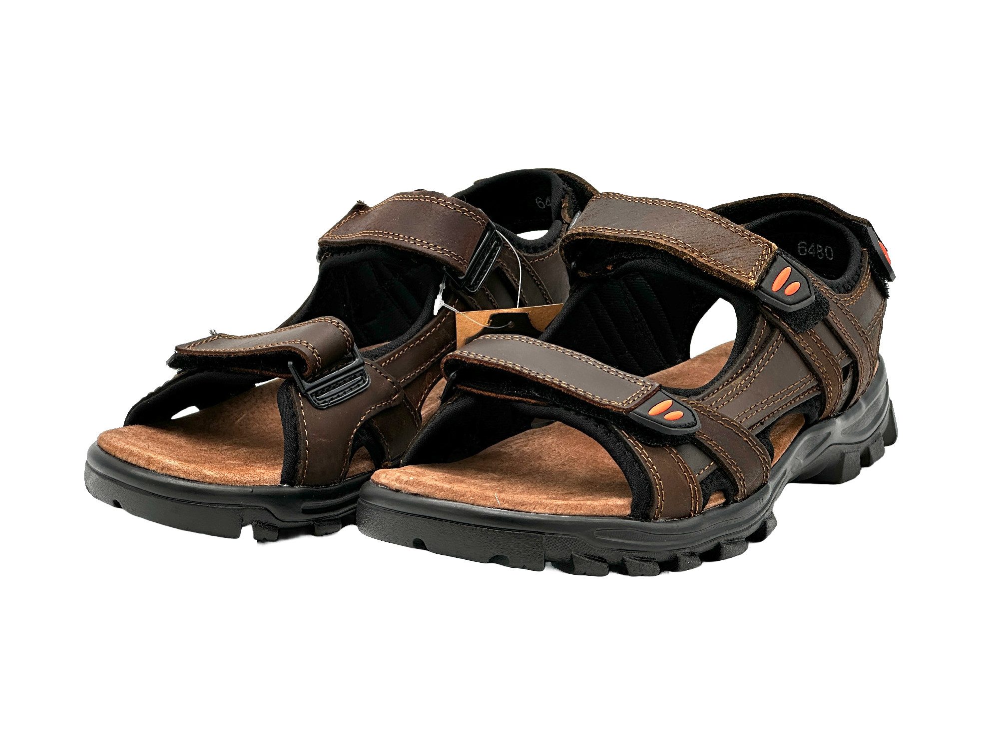 Nowaland Herren Trekkingsandalen aus Leder mit Klettverschluss Trekkingsandale Robuste Trekkingsandalen mit rutschfester Sohle und gepolsterter Sohle