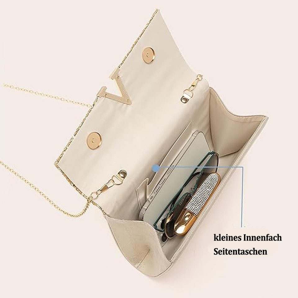 FOUORTUNATE-BEE Abendtasche Damen Abendtasche Elegant Clutch Handtasche für Party Hochzeit, Elegante Clutch Damen mit Kette für Hochzeit Party Ball Abend