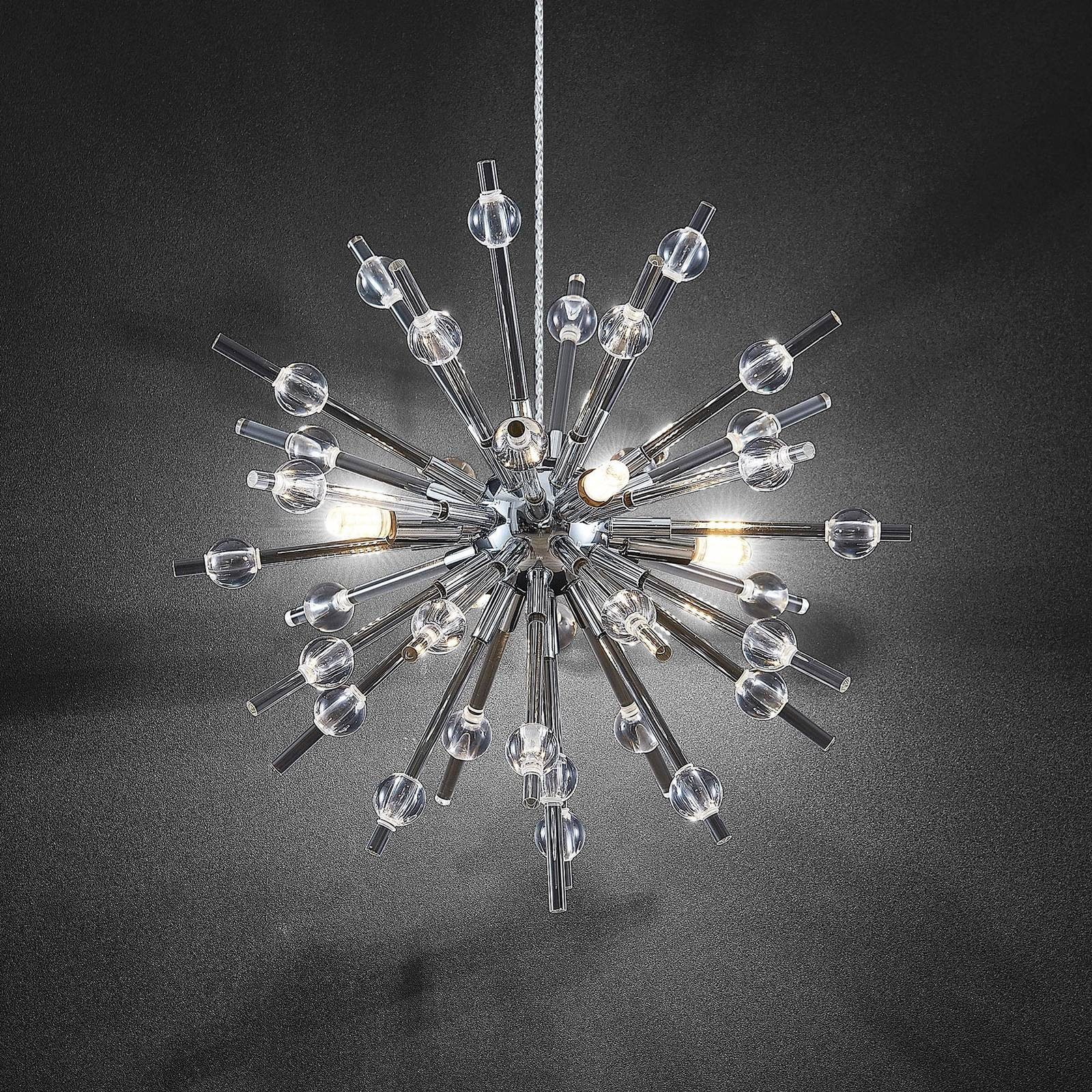 Lucande Hängeleuchte Kirai, dimmbar, Leuchtmittel chrom, inklusive, Glas, flammig, 4 Eisen, G9, nicht klar, Design-Hängeleuchte Design