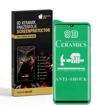 Protectorking Schutzfolie 1x 9D Keramik für Huawei P30 Pro FULL-COVER Panzerfolie Displayschutz, (1-Stück), Displayschutz Folie, Panzer Schutz, ANTI-SHOCK HD KLAR