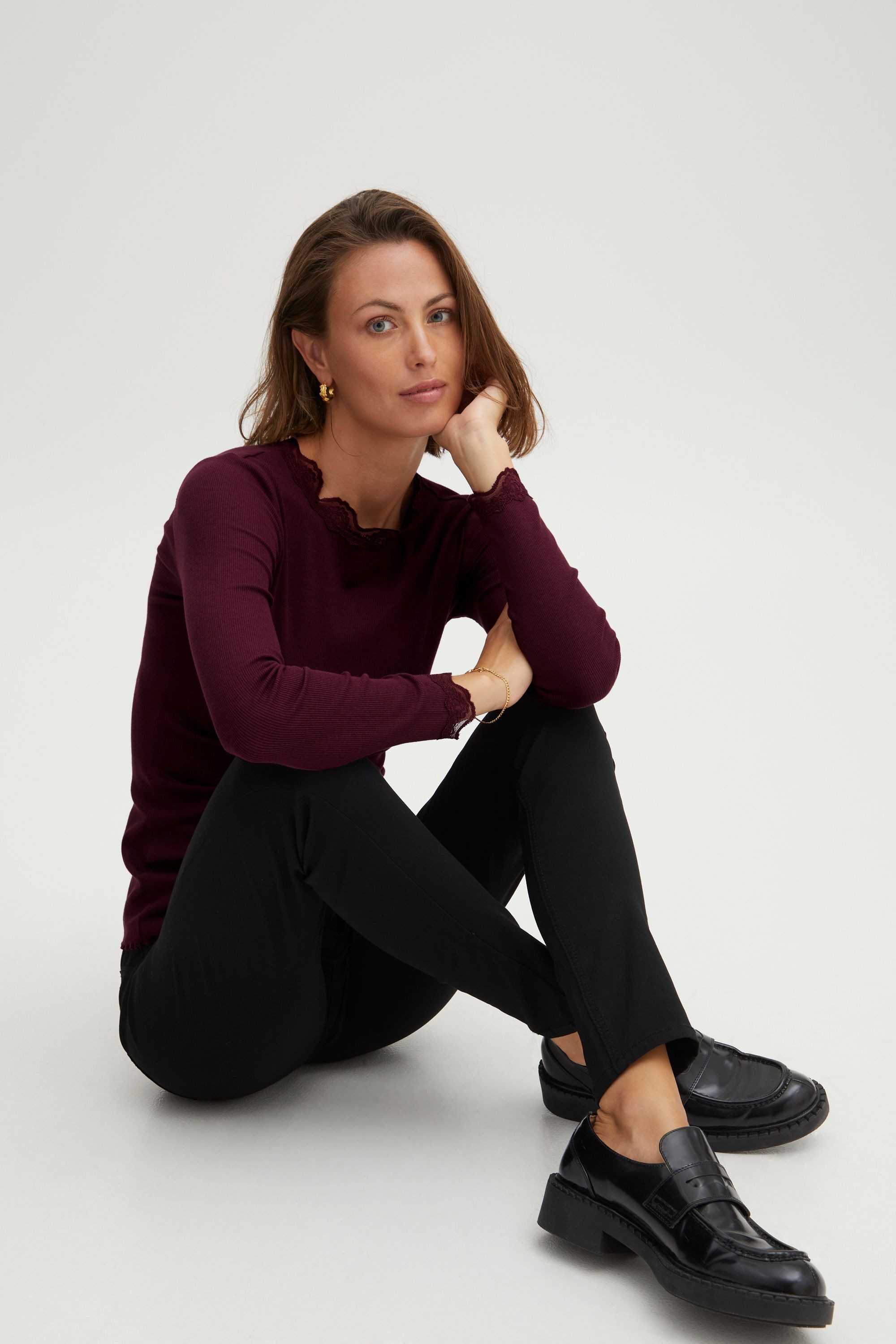 fransa Longsleeve FRHIZAMOND Langarmshirt mit Spitzen-Details günstig online kaufen