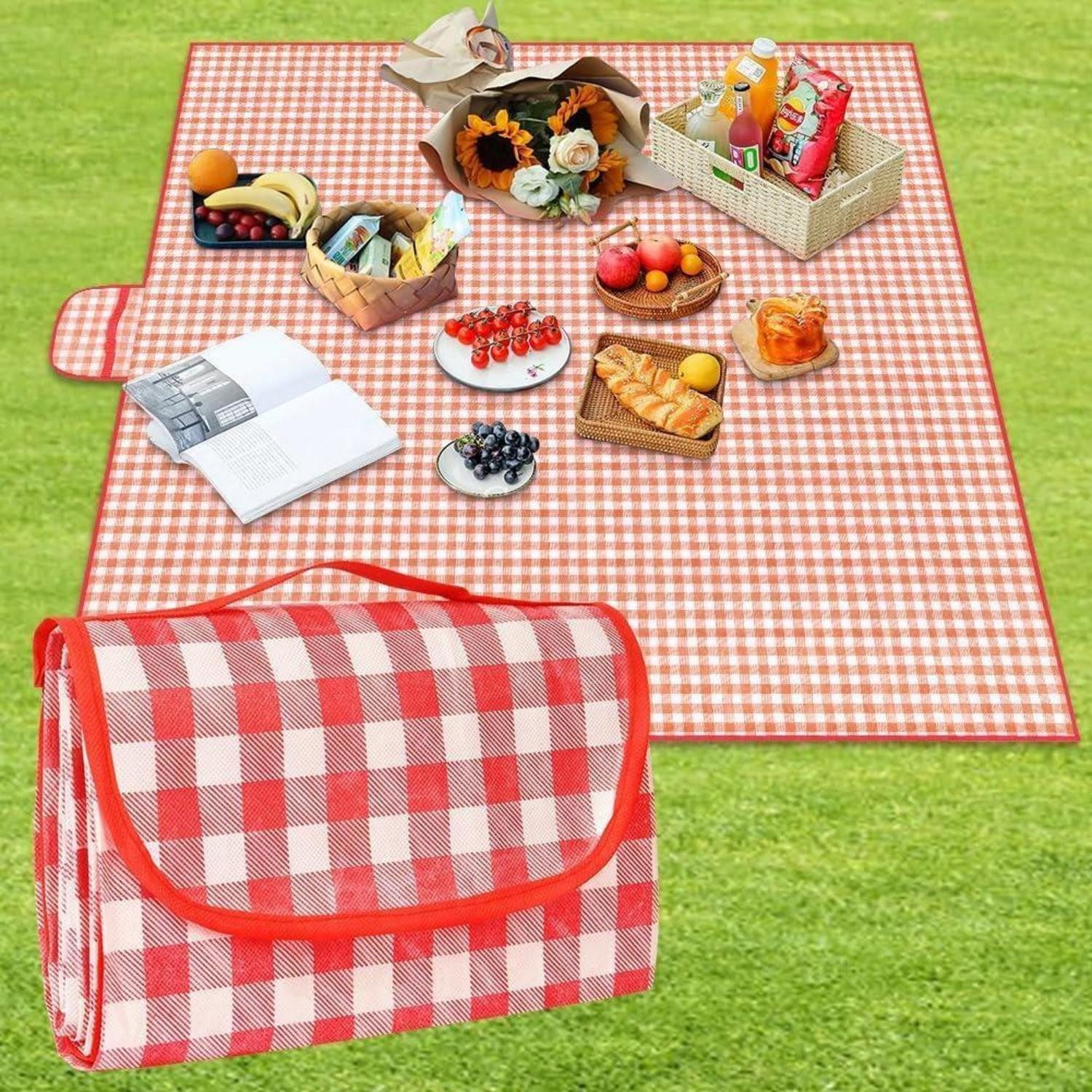 Picknickdecke Picknickdecke Faltbar Campingdecke Wasserdicht Rot 150 x 200cm, LuxusKollektion