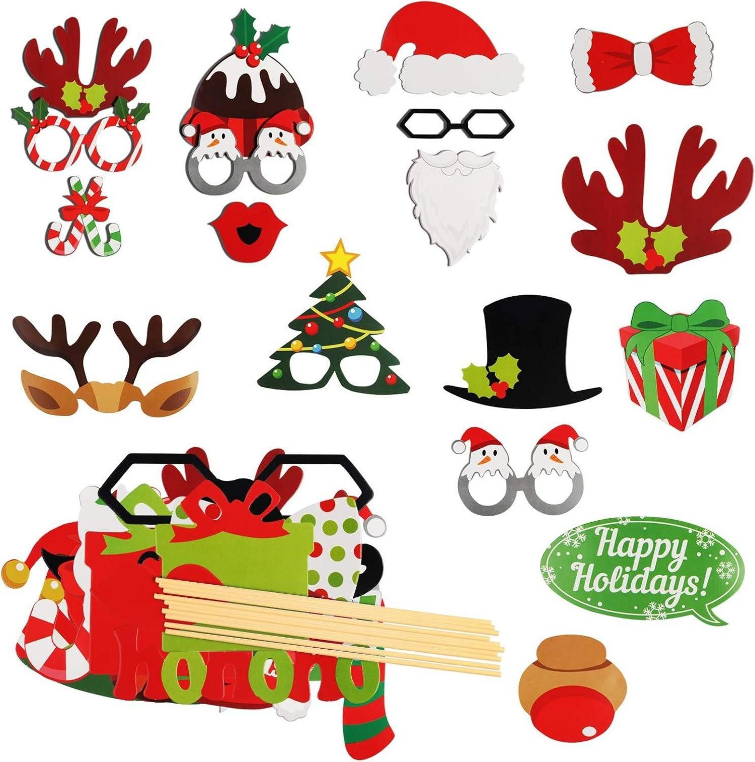 Dekohänger Weihnachten Foto Accessoires 49 Stück Party Zubehör Fotobox Requisiten