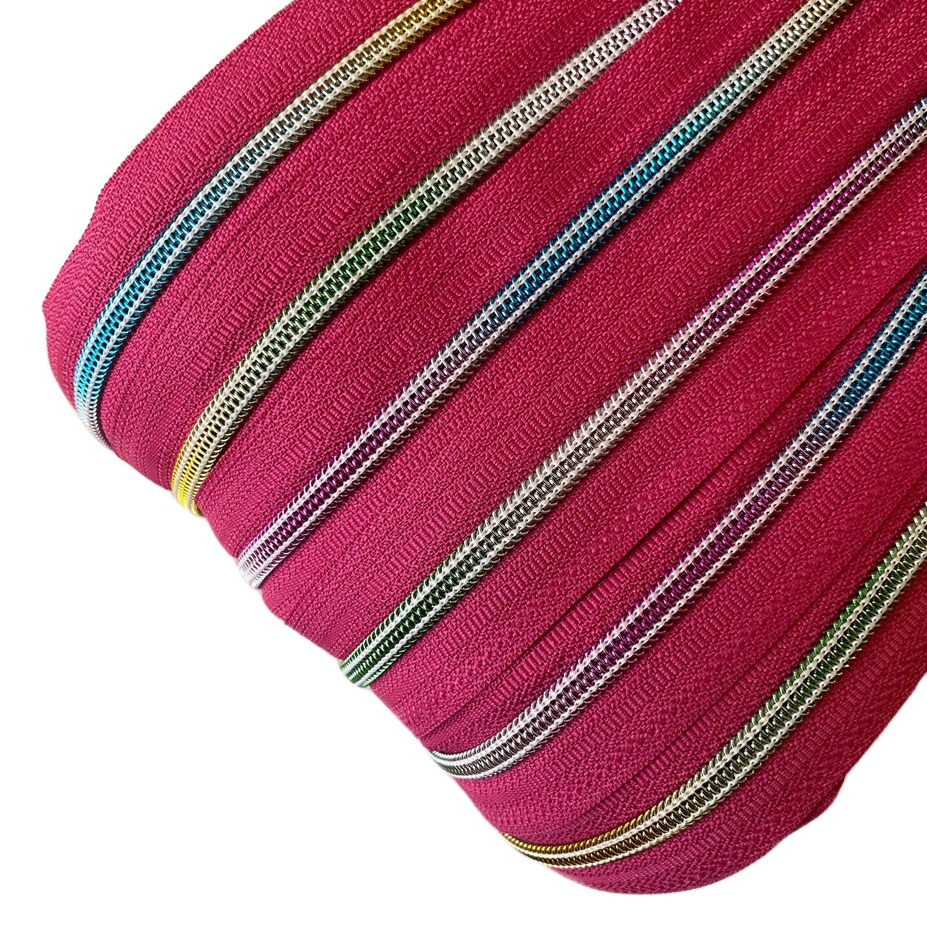 Schnoschi Reißverschluss 6 m endlos Reißverschluss Regenbogen effekt 5 mm Laufschiene + Zipper, Regenbogeneffekt der Laufschiene