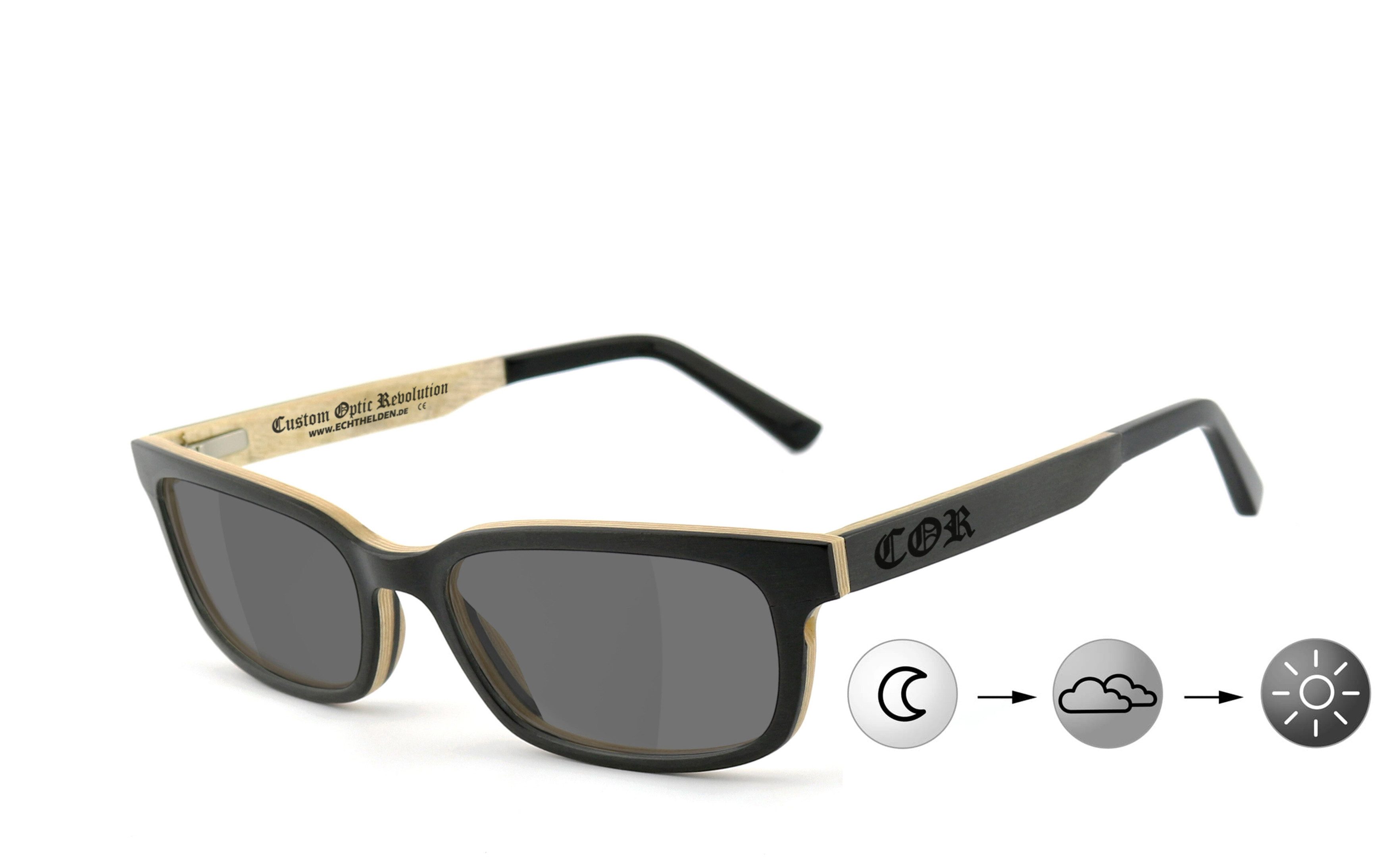 COR Sonnenbrille 019 Holzbrille selbsttönend polarisierende Gläser