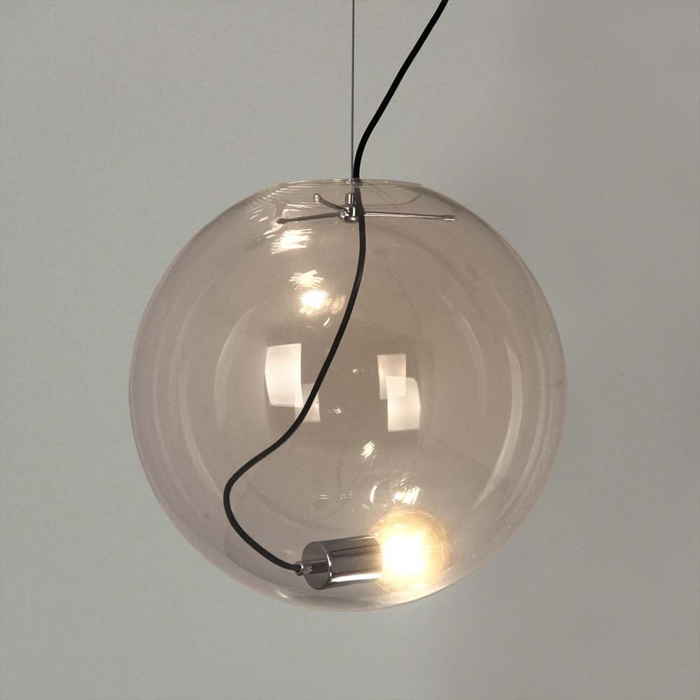 s.luce Sphere Abhängung 5m Pendelleuchte Chrom/Klar Glaskugel Galerieleuchte