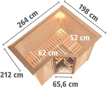 Karibu Sauna Sanna 2, BxTxH: 264 x 198 x 212 cm, 40 mm, (Set) 9-kW-Ofen mit externer Steuerung