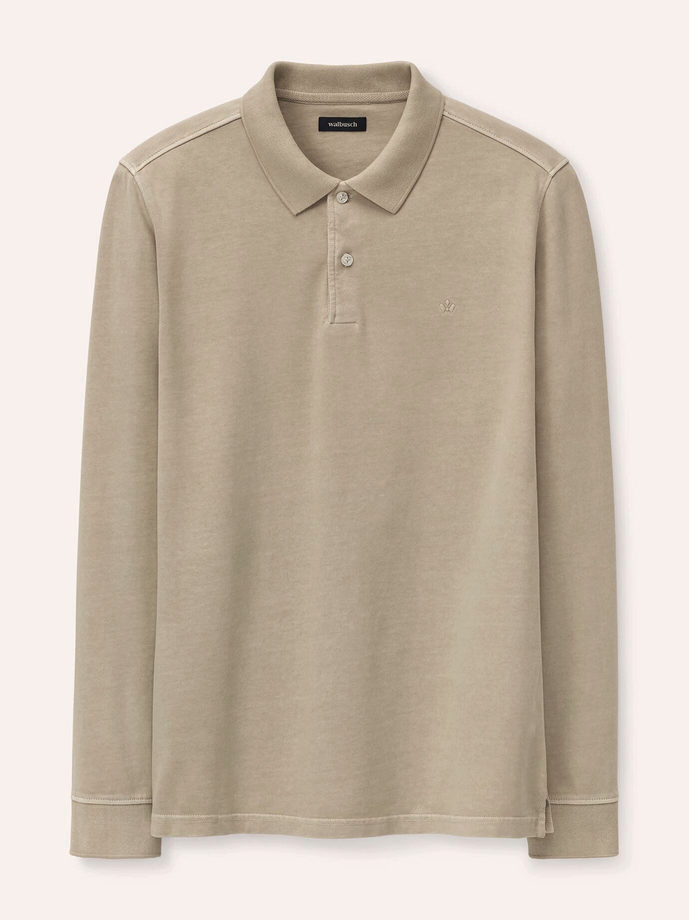 Walbusch Poloshirt Herren Langarmpolo aus weicher Baumwolle Shirt Poloshirt, garment-dyed, extraweich & pflegeleicht